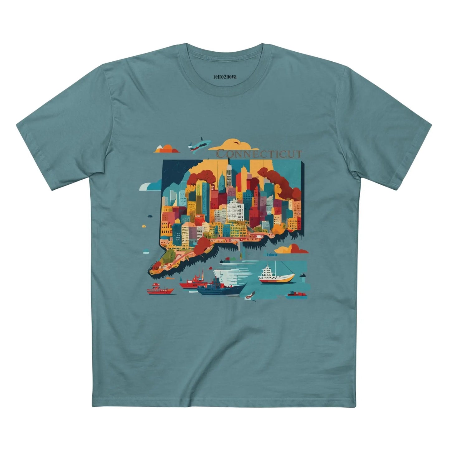 Connecticut State Shirt Unisex Premium Cotton Tee With Original Art Design By Retro2Nova