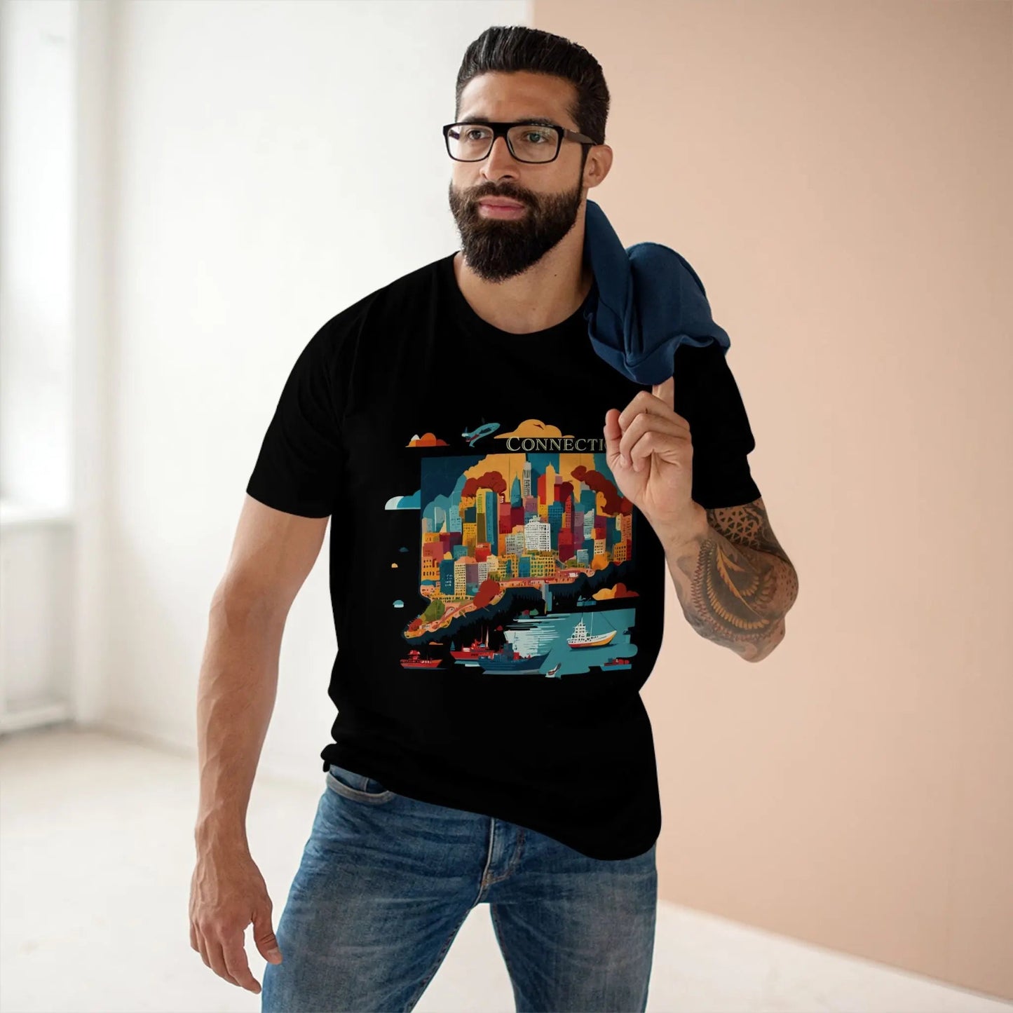 Connecticut State Shirt Unisex Premium Cotton Tee With Original Art Design By Retro2Nova