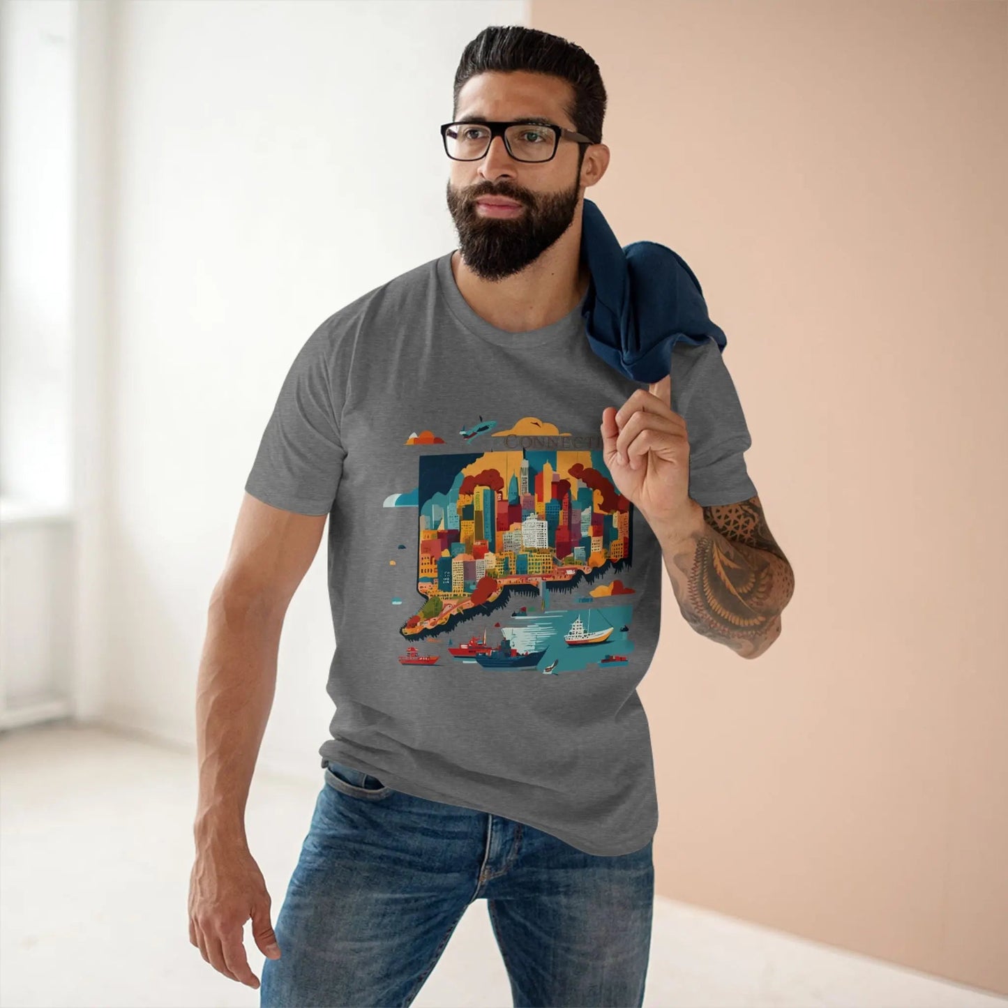 Connecticut State Shirt Unisex Premium Cotton Tee With Original Art Design By Retro2Nova