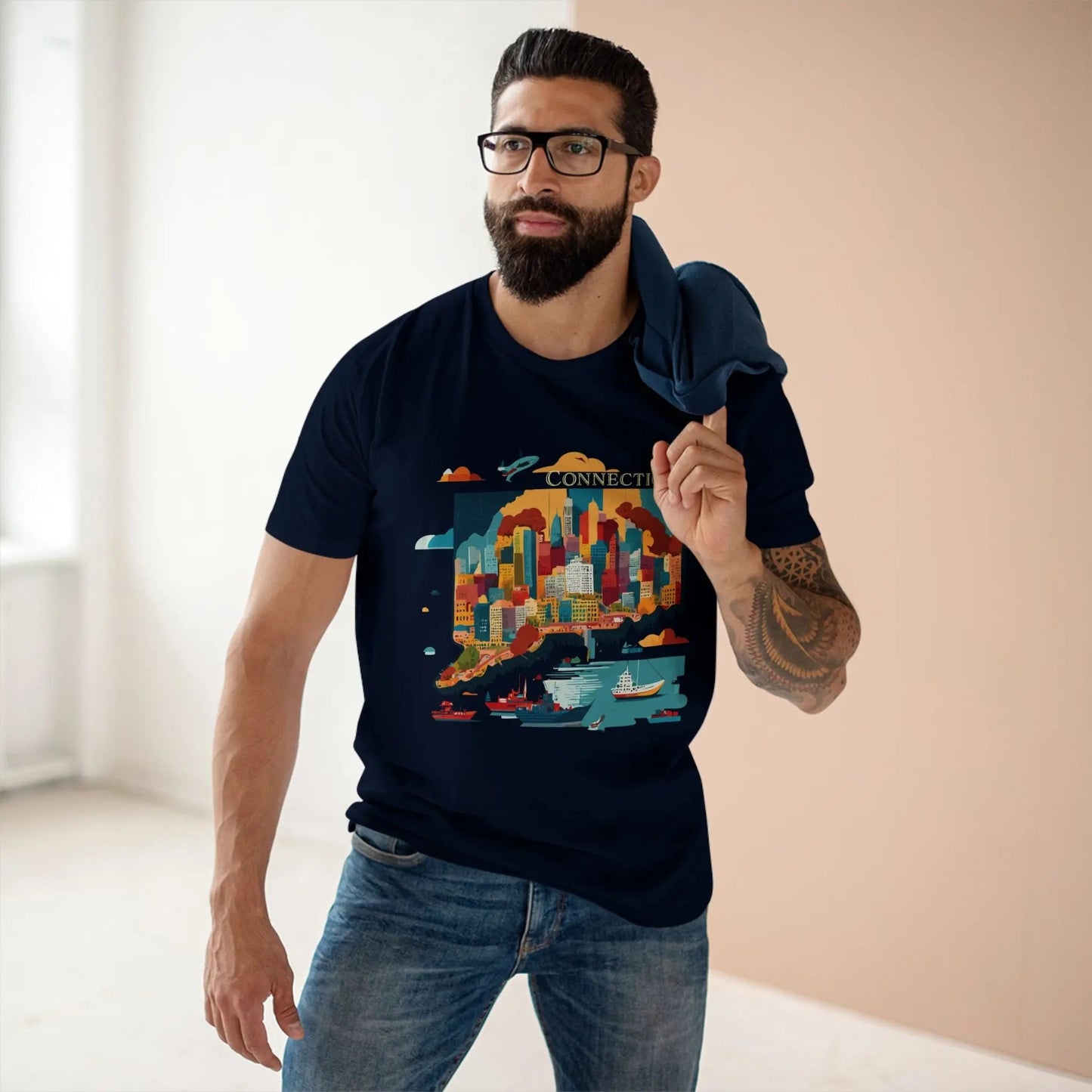 Connecticut State Shirt Unisex Premium Cotton Tee With Original Art Design By Retro2Nova