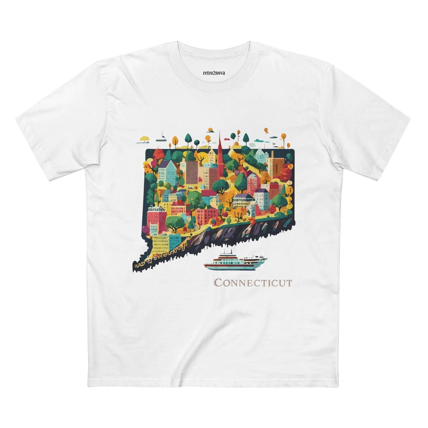 Connecticut State Shirt Unisex Premium Cotton Tee With Original Art Design By Retro2Nova