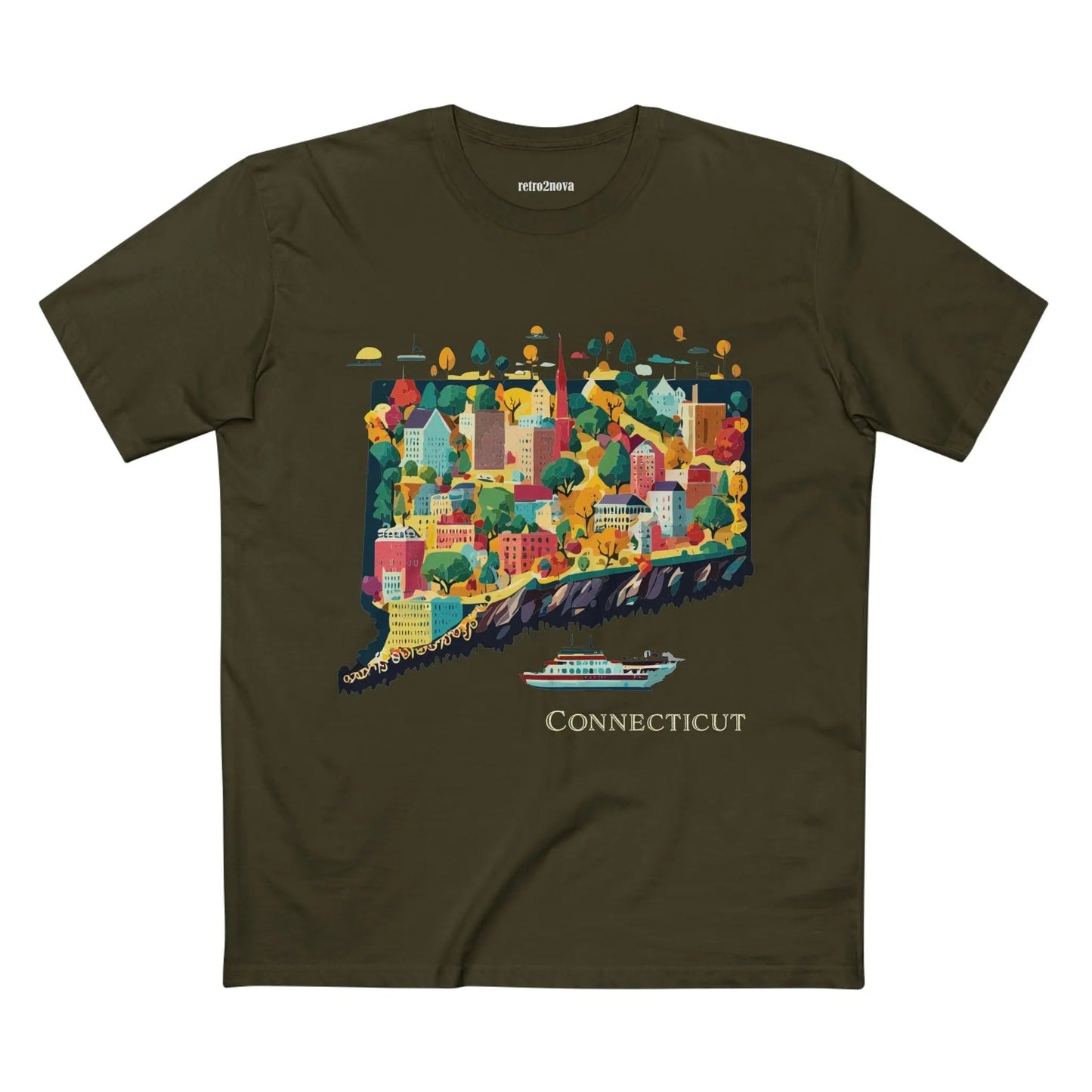 Connecticut State Shirt Unisex Premium Cotton Tee With Original Art Design By Retro2Nova