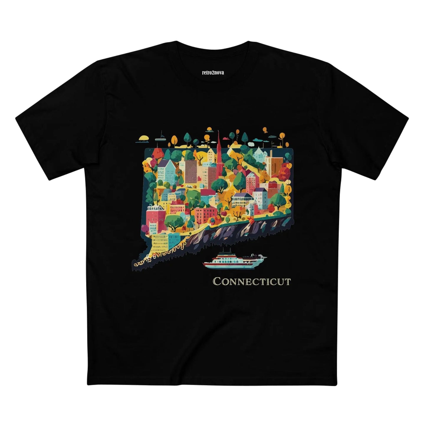 Connecticut State Shirt Unisex Premium Cotton Tee With Original Art Design By Retro2Nova