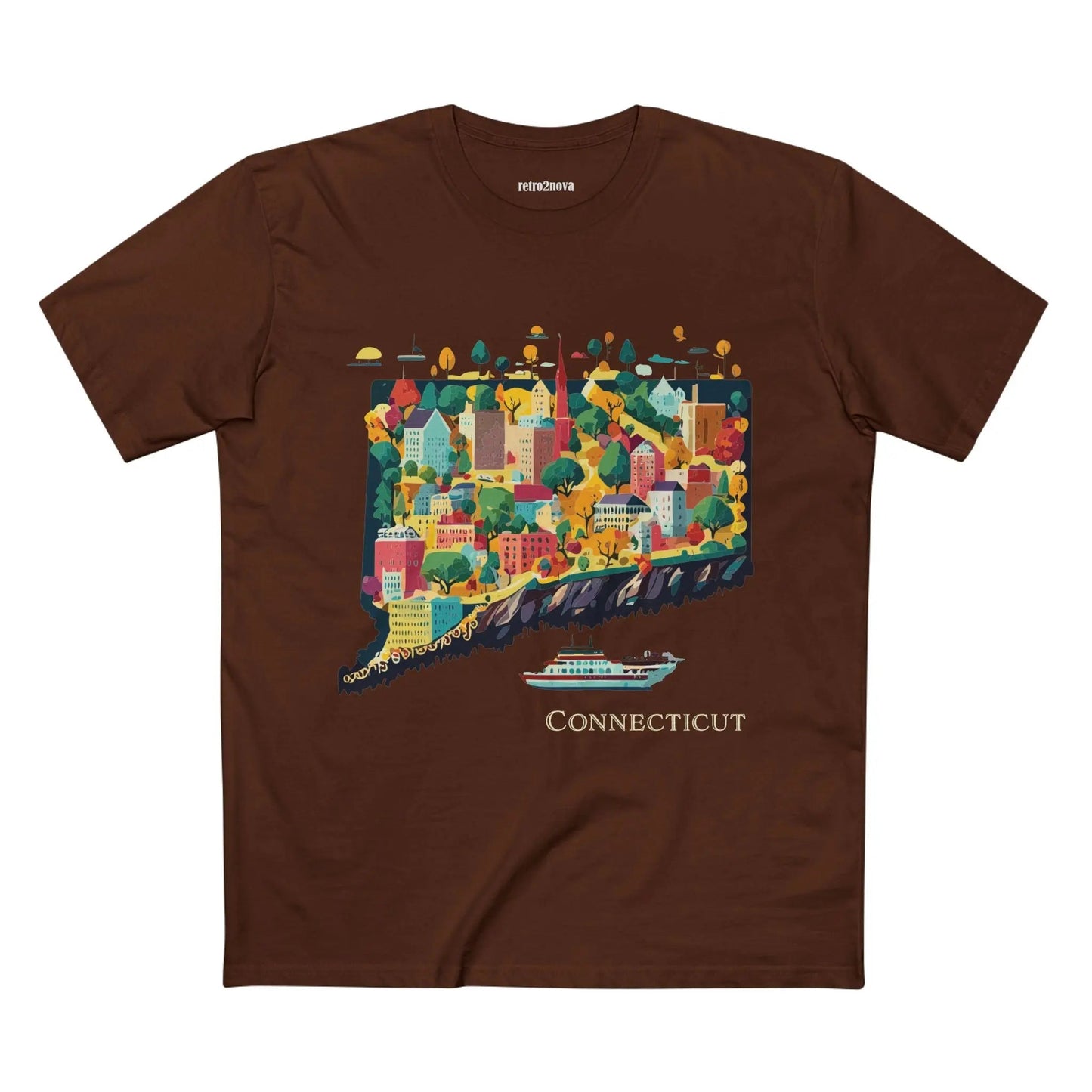 Connecticut State Shirt Unisex Premium Cotton Tee With Original Art Design By Retro2Nova