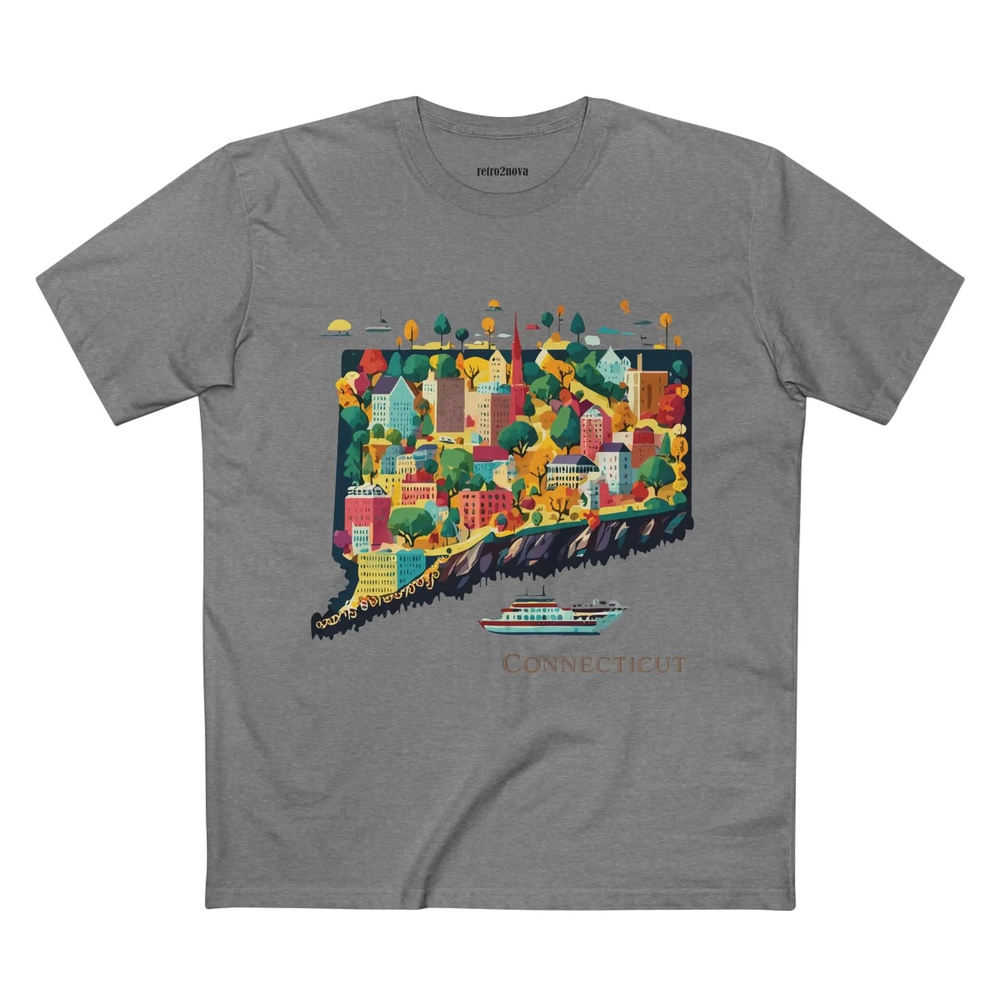 Connecticut State Shirt Unisex Premium Cotton Tee With Original Art Design By Retro2Nova