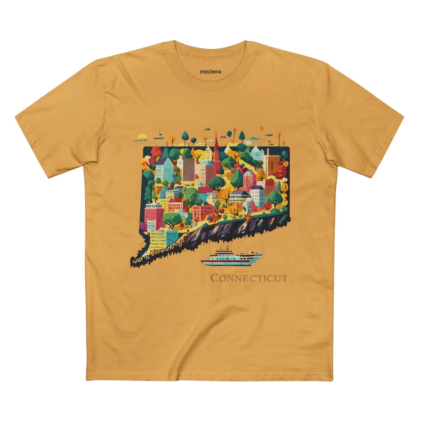 Connecticut State Shirt Unisex Premium Cotton Tee With Original Art Design By Retro2Nova