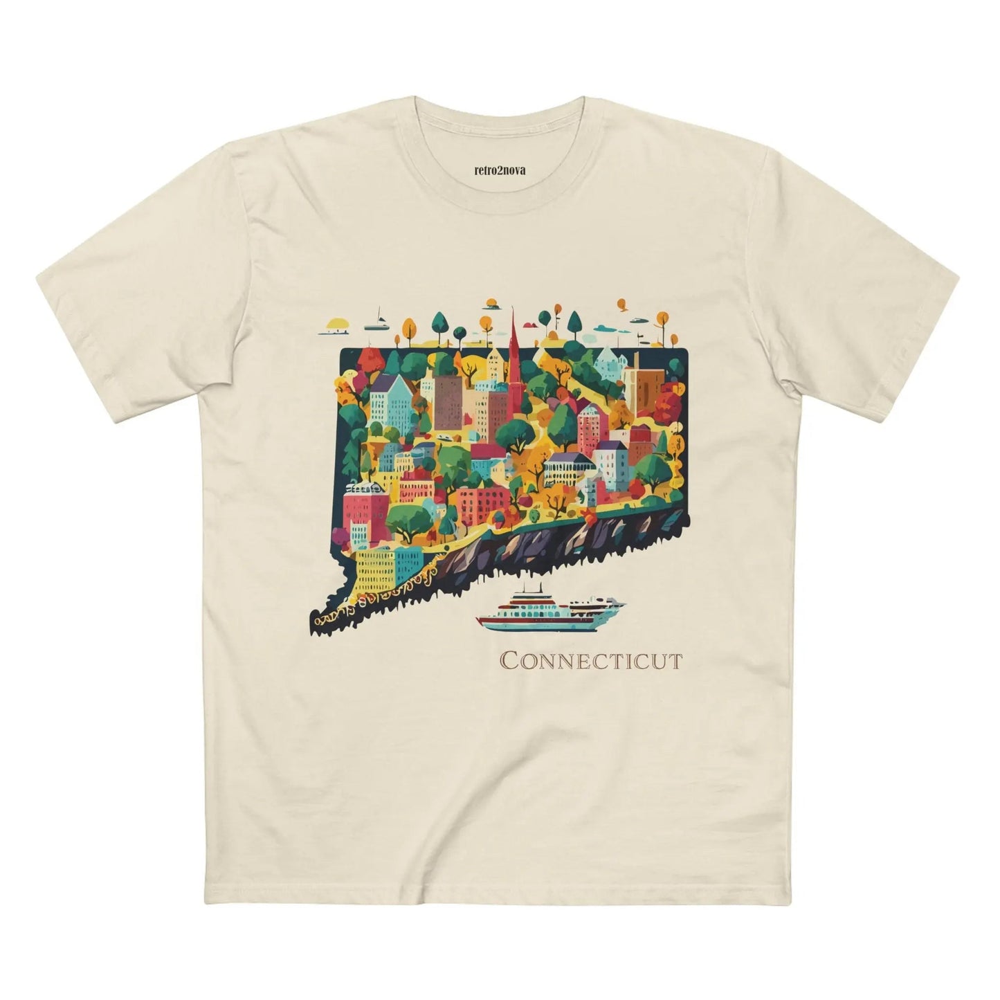 Connecticut State Shirt Unisex Premium Cotton Tee With Original Art Design By Retro2Nova