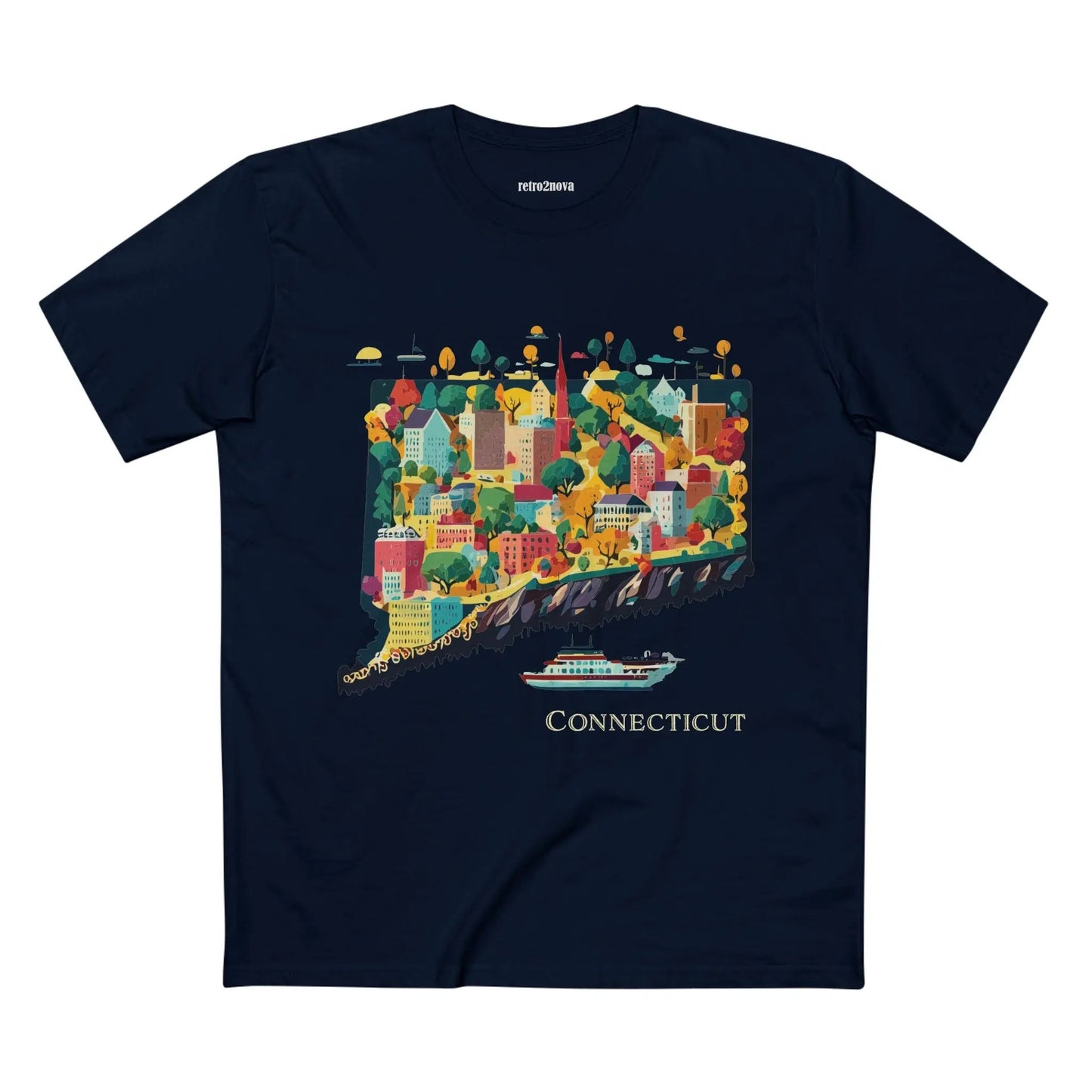 Connecticut State Shirt Unisex Premium Cotton Tee With Original Art Design By Retro2Nova