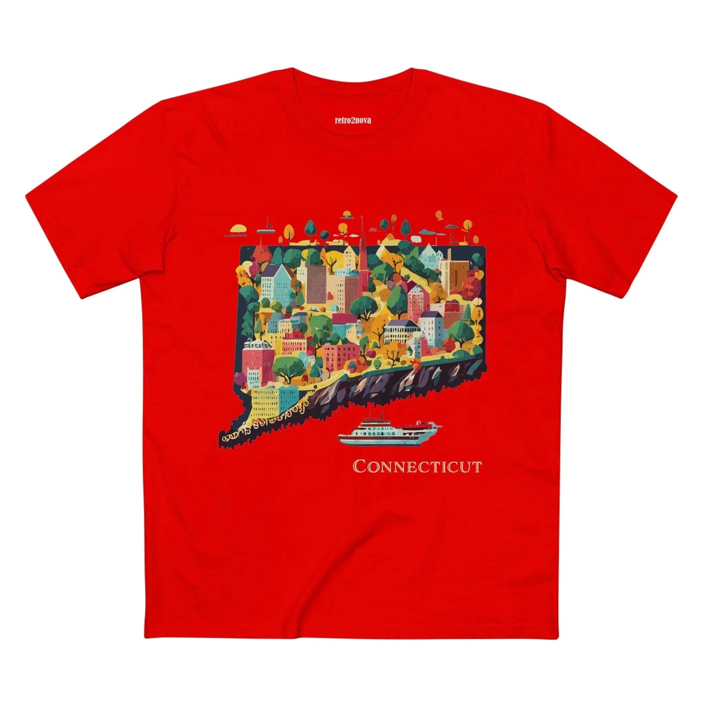 Connecticut State Shirt Unisex Premium Cotton Tee With Original Art Design By Retro2Nova