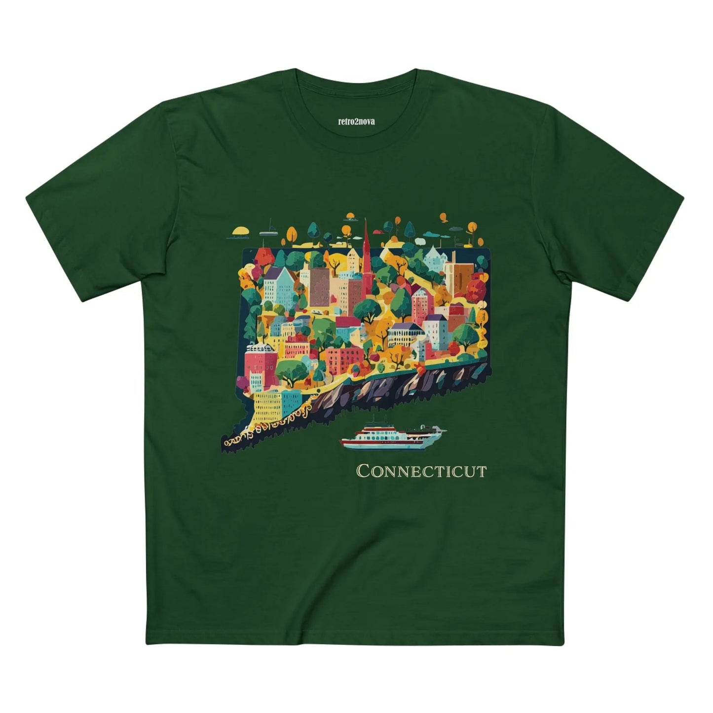 Connecticut State Shirt Unisex Premium Cotton Tee With Original Art Design By Retro2Nova