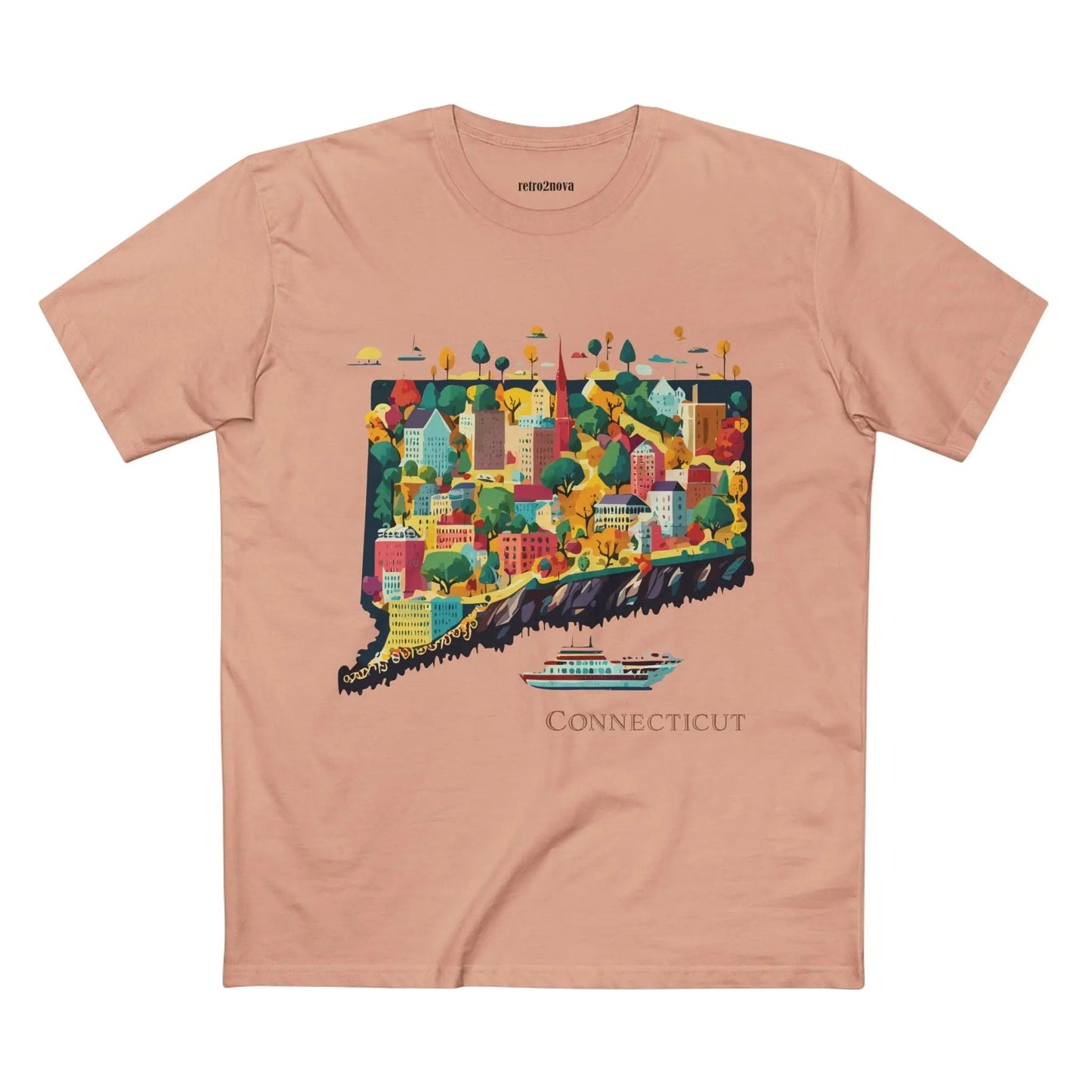 Connecticut State Shirt Unisex Premium Cotton Tee With Original Art Design By Retro2Nova