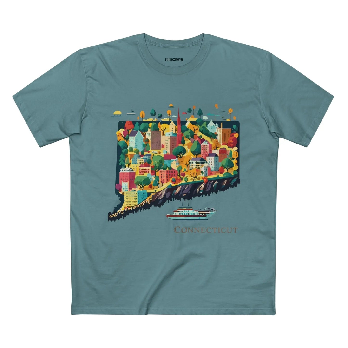 Connecticut State Shirt Unisex Premium Cotton Tee With Original Art Design By Retro2Nova