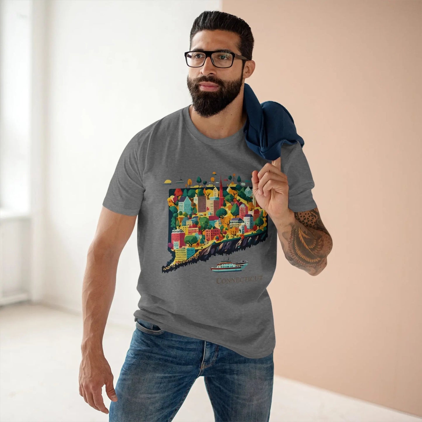 Connecticut State Shirt Unisex Premium Cotton Tee With Original Art Design By Retro2Nova