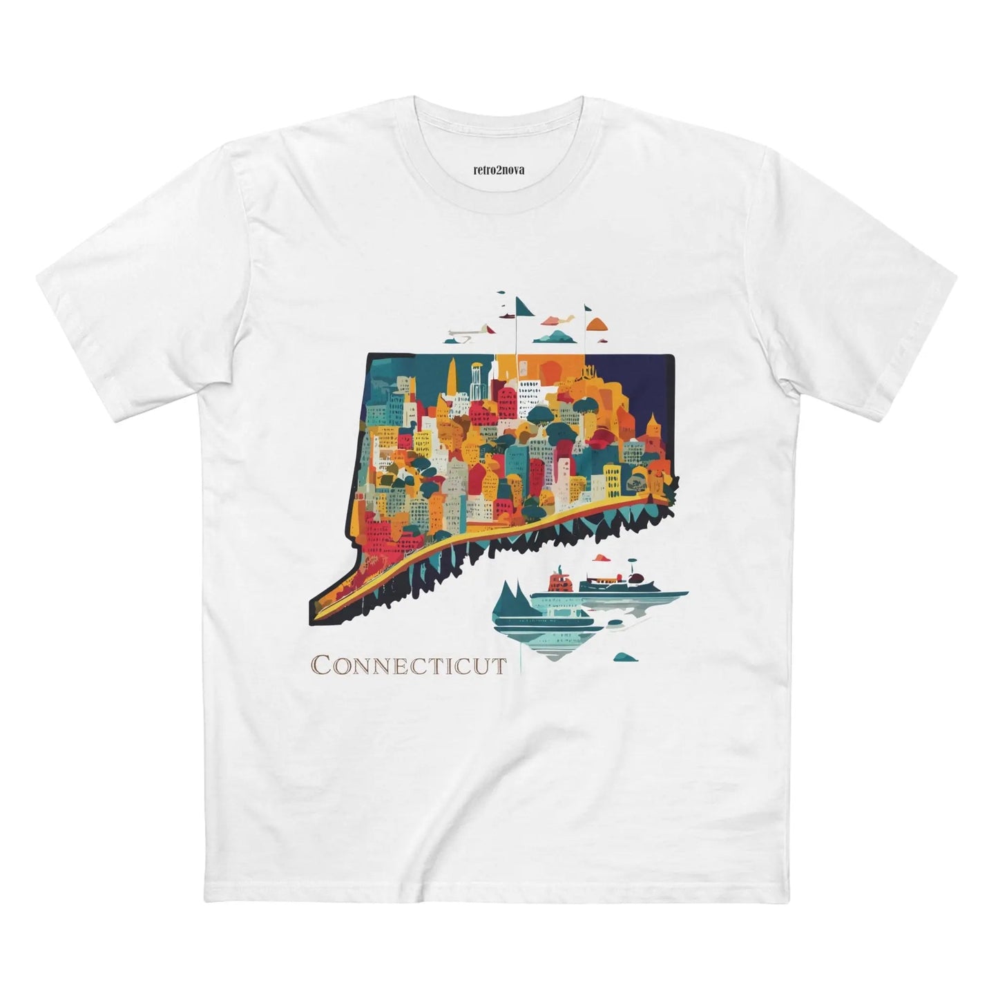 Connecticut State Shirt Unisex Premium Cotton Tee With Original Art By Retro2Nova