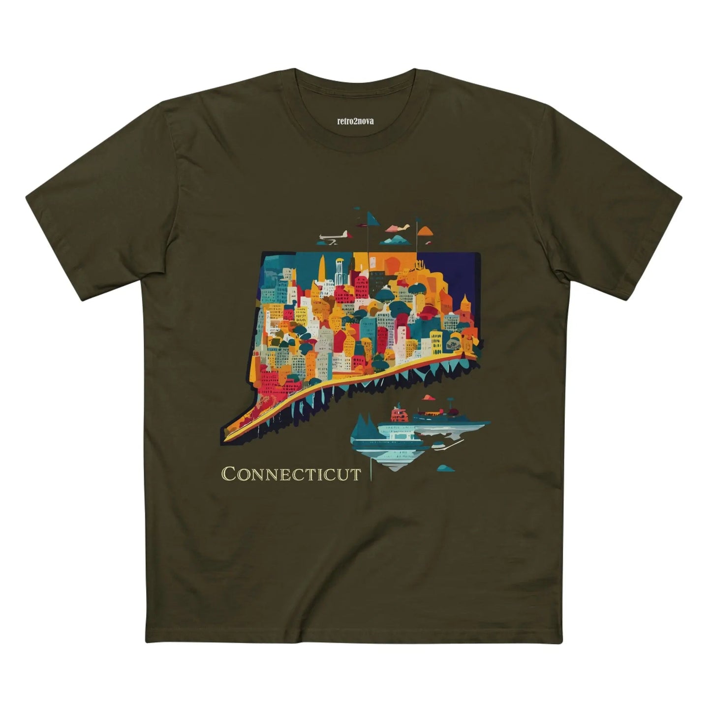 Connecticut State Shirt Unisex Premium Cotton Tee With Original Art By Retro2Nova