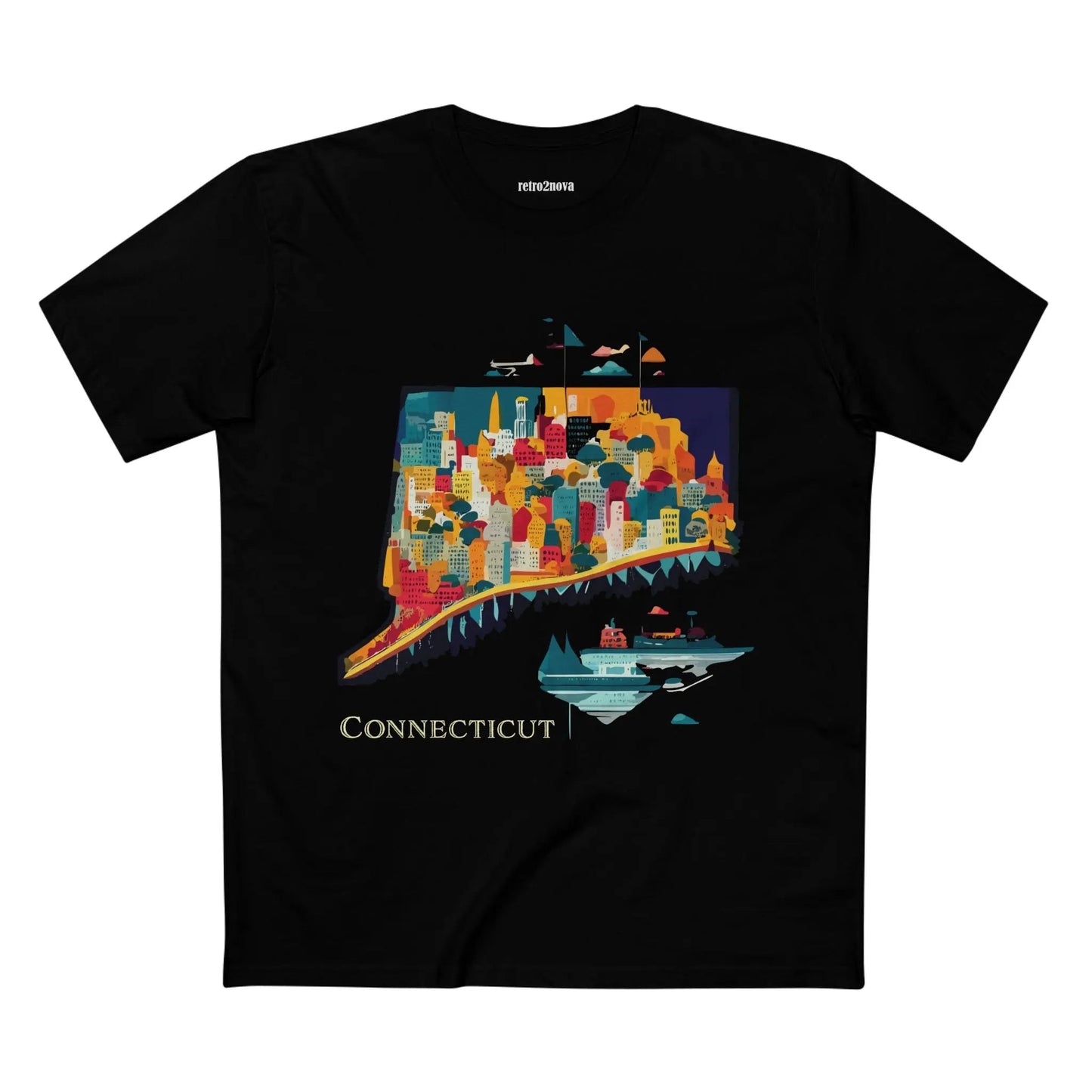 Connecticut State Shirt Unisex Premium Cotton Tee With Original Art By Retro2Nova