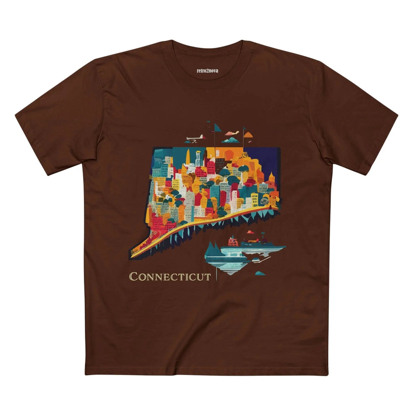 Connecticut State Shirt Unisex Premium Cotton Tee With Original Art By Retro2Nova