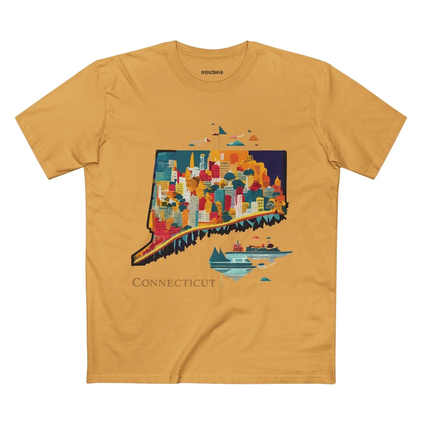 Connecticut State Shirt Unisex Premium Cotton Tee With Original Art By Retro2Nova