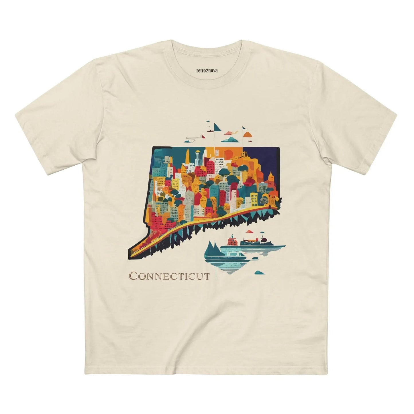 Connecticut State Shirt Unisex Premium Cotton Tee With Original Art By Retro2Nova