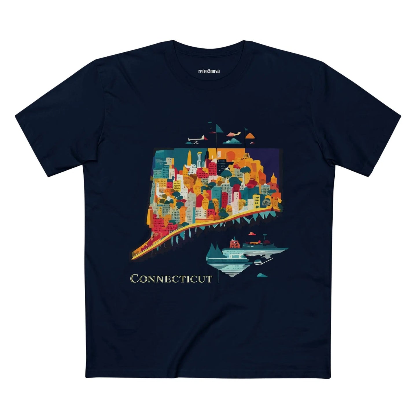Connecticut State Shirt Unisex Premium Cotton Tee With Original Art By Retro2Nova