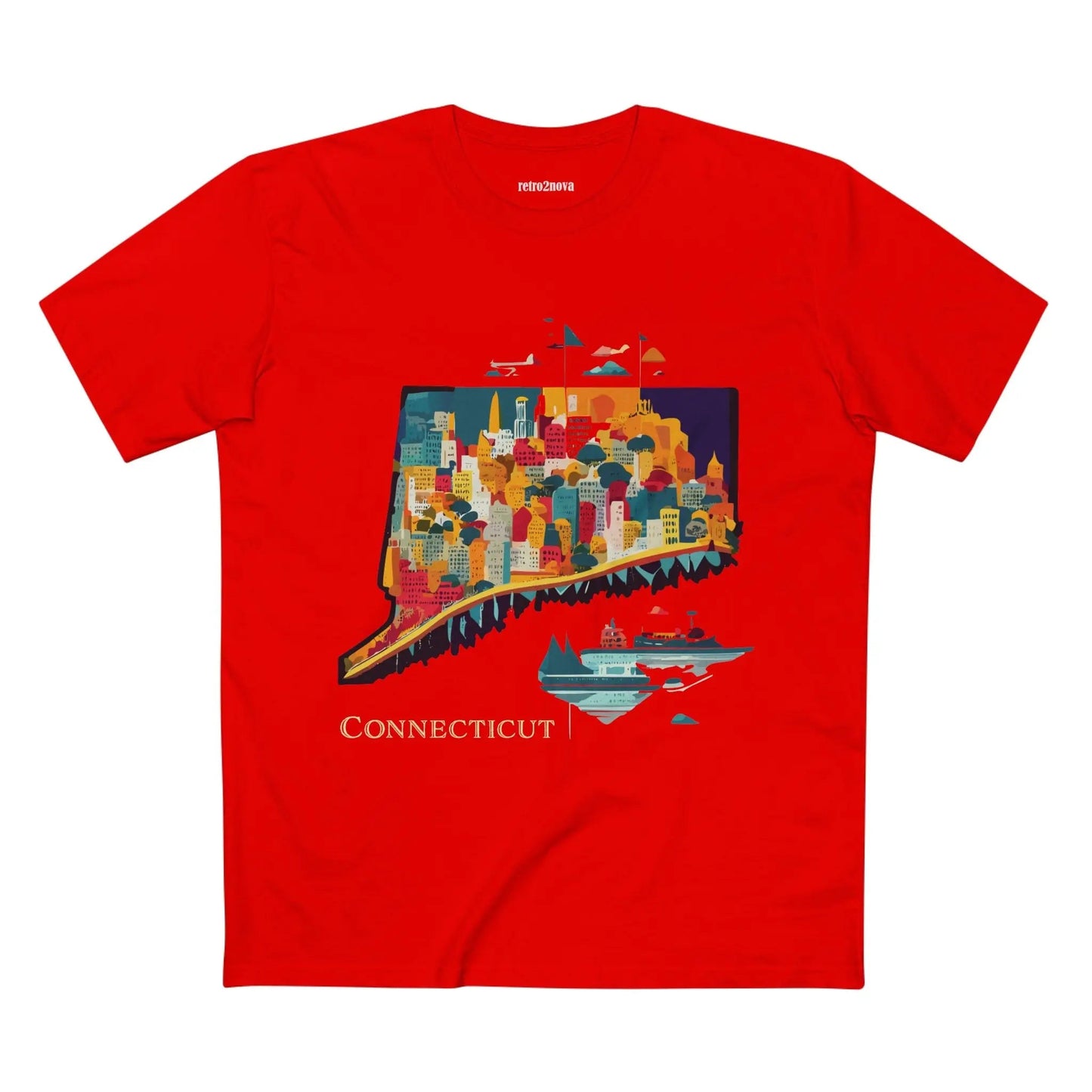 Connecticut State Shirt Unisex Premium Cotton Tee With Original Art By Retro2Nova