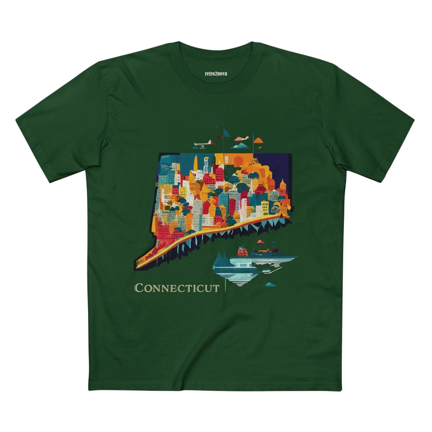 Connecticut State Shirt Unisex Premium Cotton Tee With Original Art By Retro2Nova