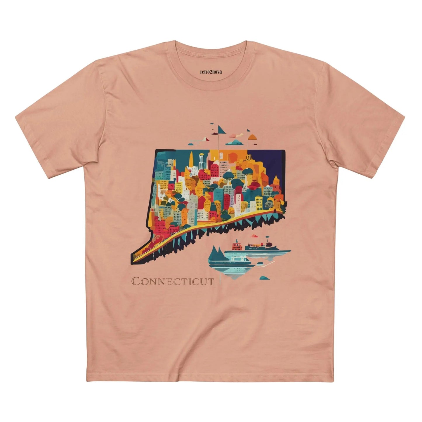 Connecticut State Shirt Unisex Premium Cotton Tee With Original Art By Retro2Nova