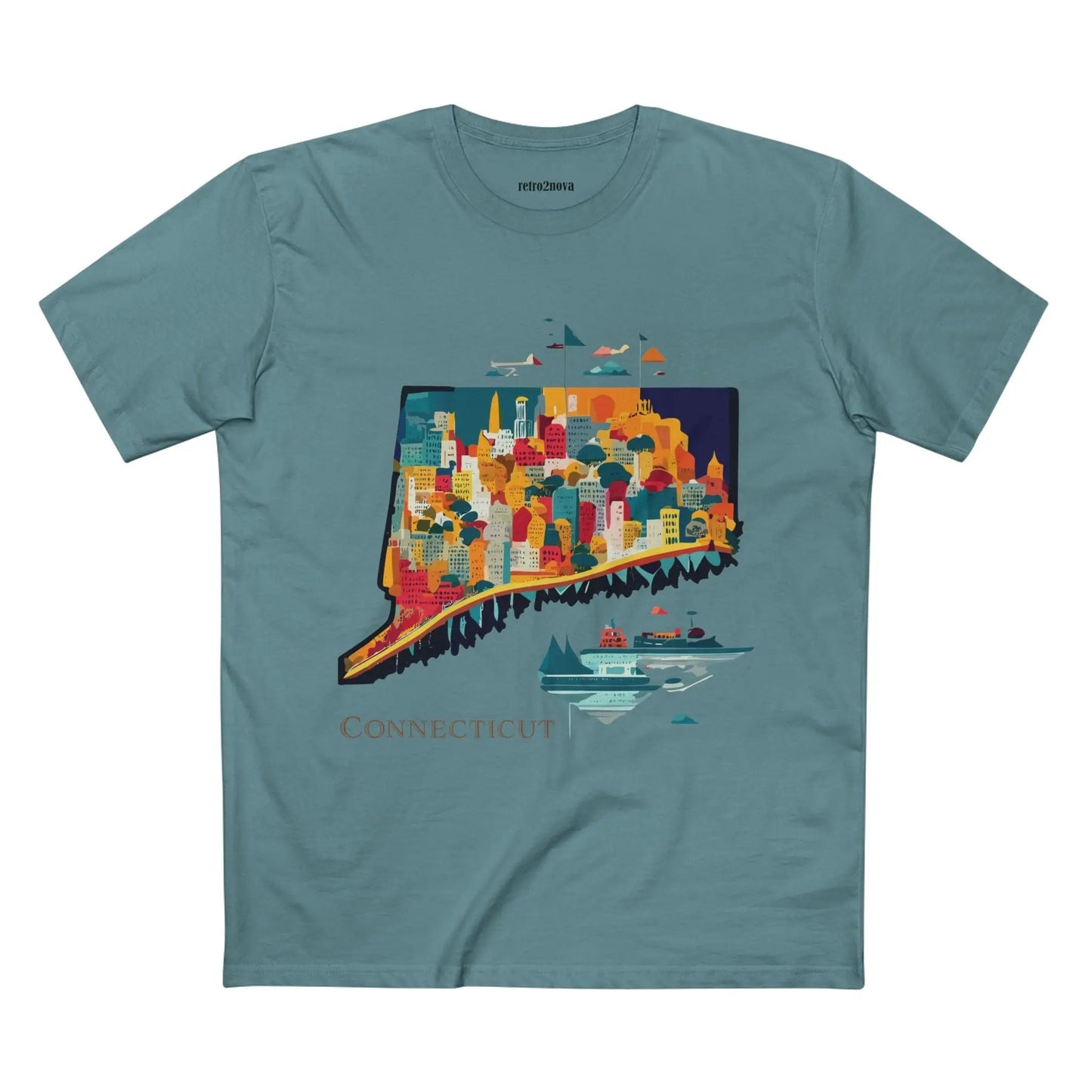 Connecticut State Shirt Unisex Premium Cotton Tee With Original Art By Retro2Nova
