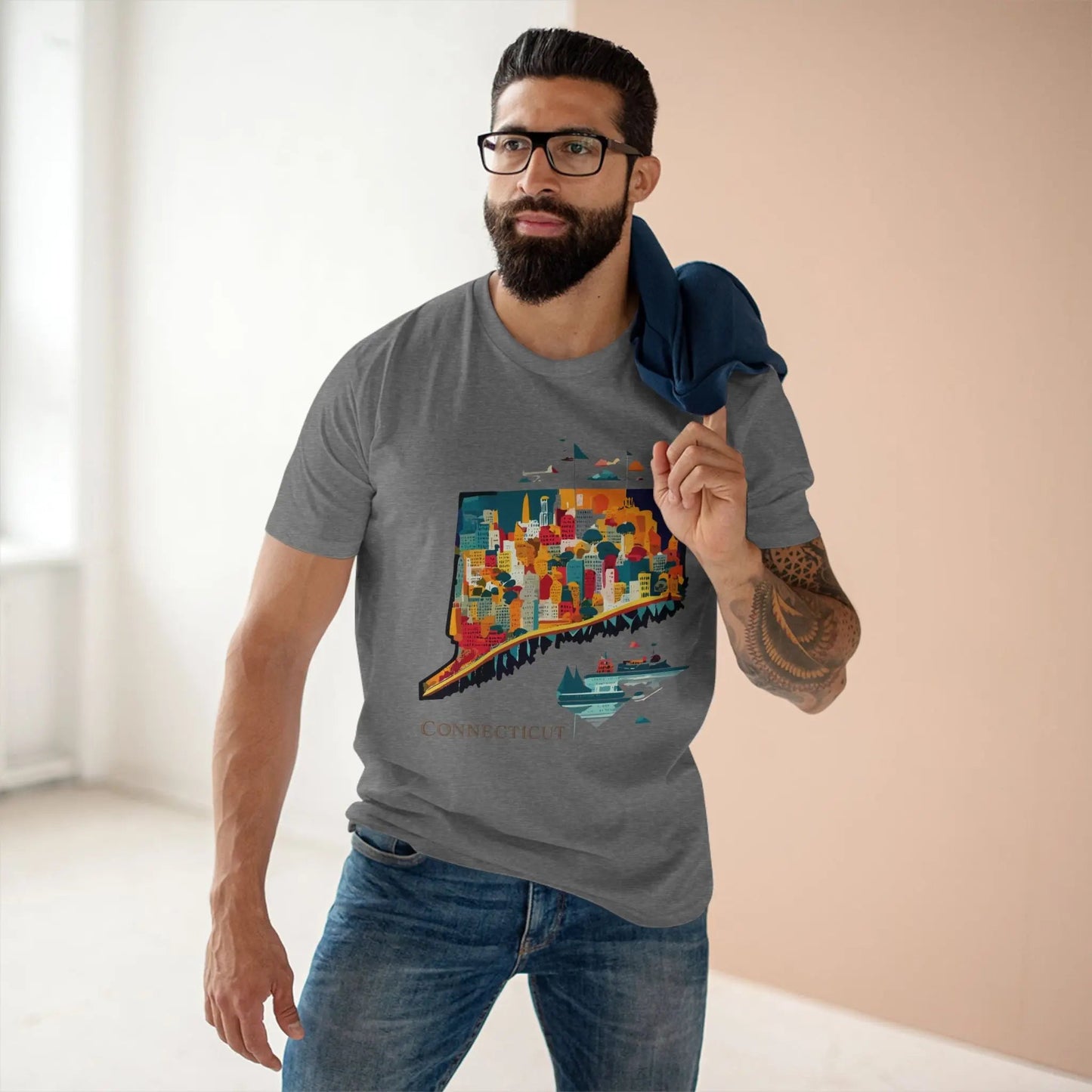 Connecticut State Shirt Unisex Premium Cotton Tee With Original Art By Retro2Nova