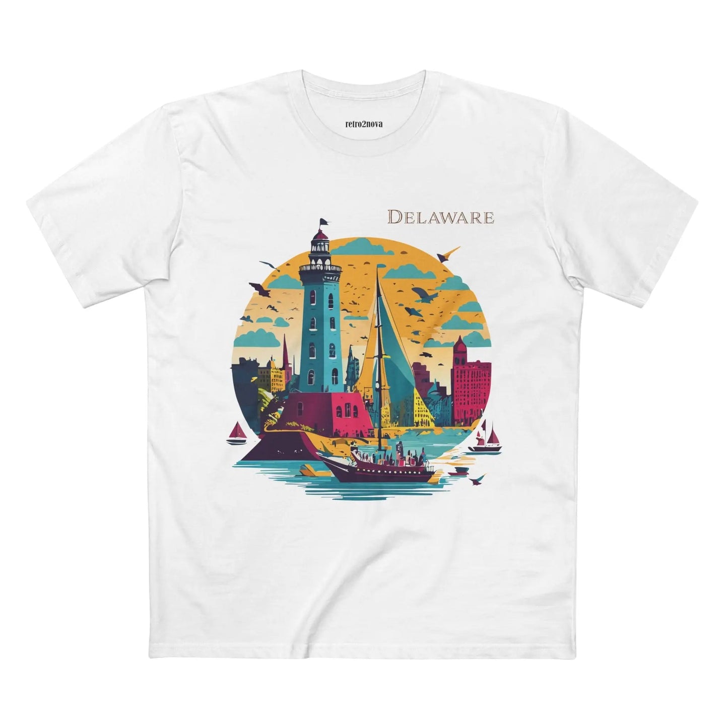 Delaware State Shirt Unisex Premium Cotton Tee With Original Art By Retro2Nova Collection