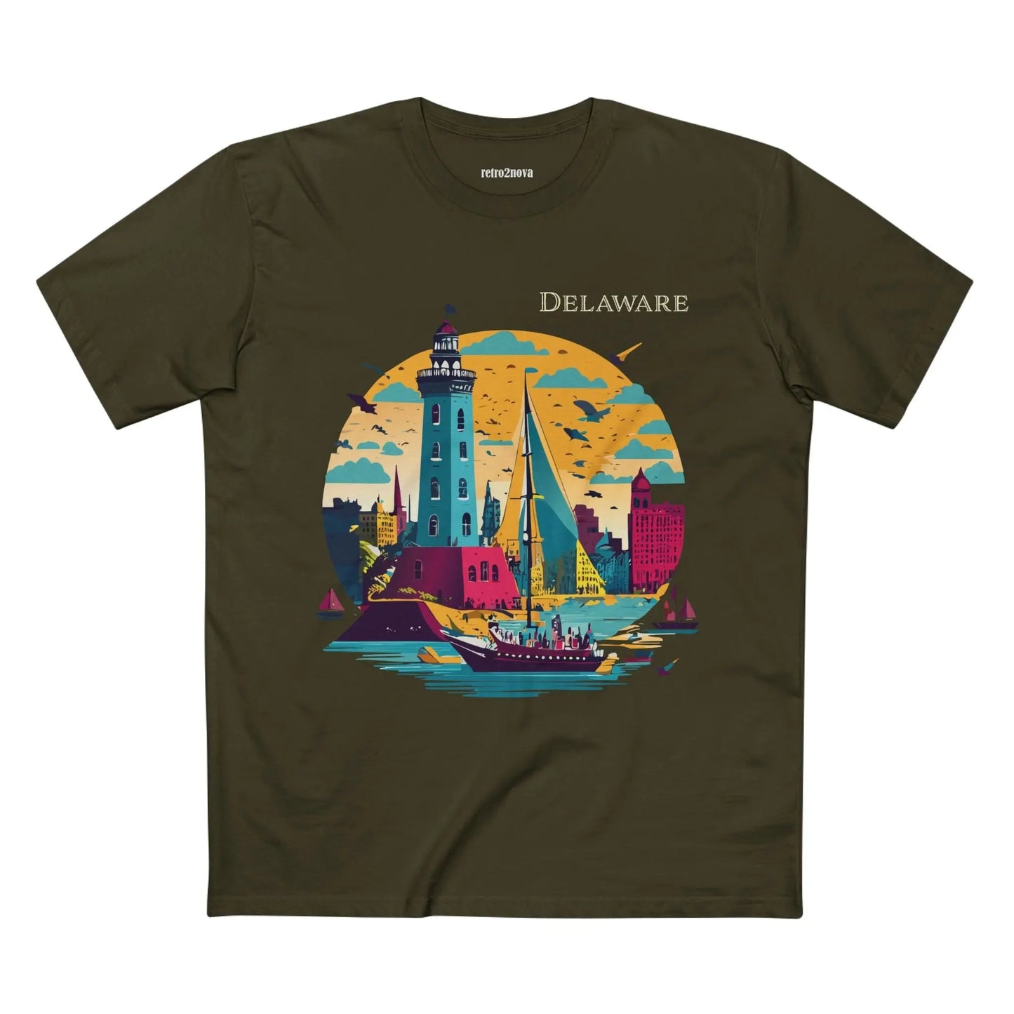 Delaware State Shirt Unisex Premium Cotton Tee With Original Art By Retro2Nova Collection