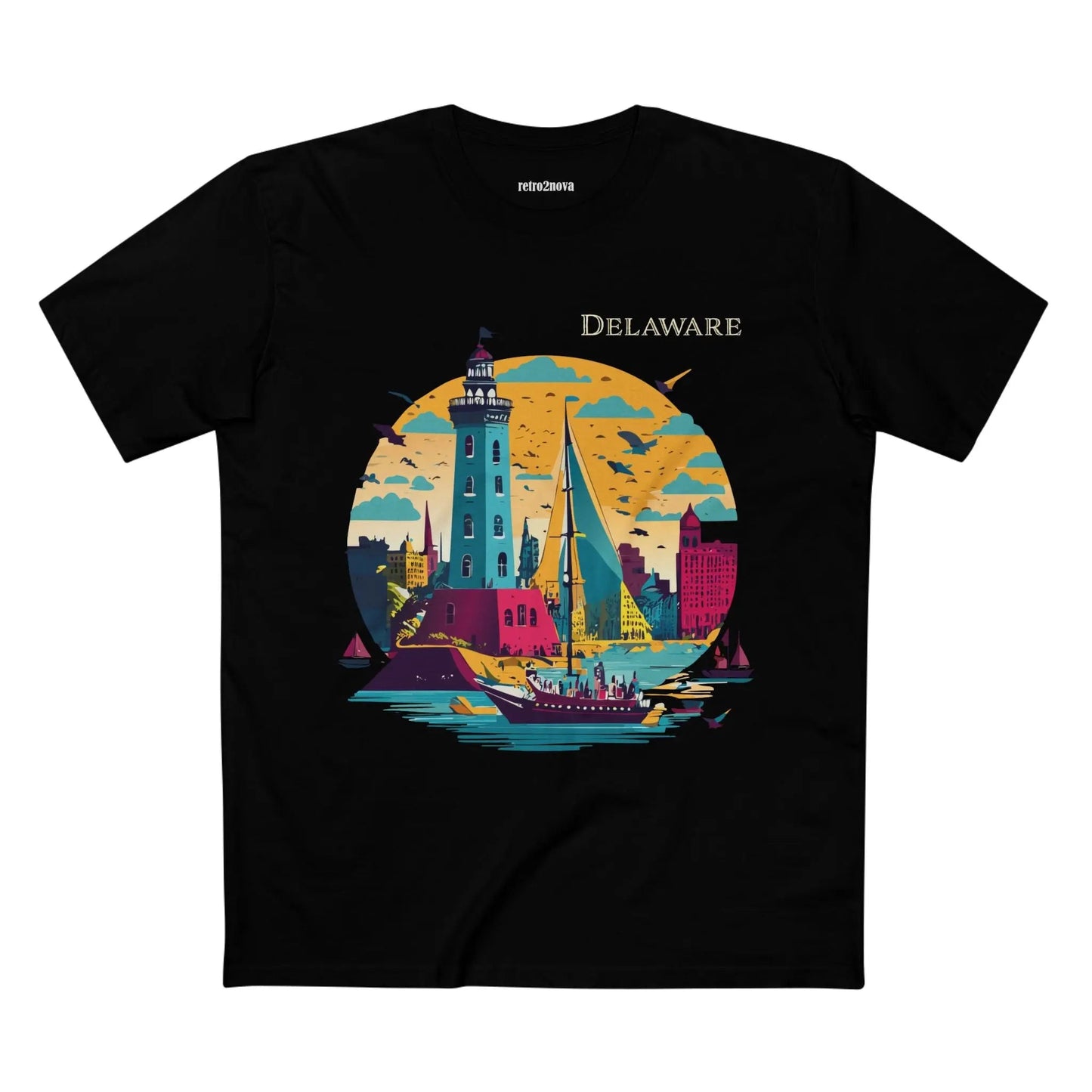 Delaware State Shirt Unisex Premium Cotton Tee With Original Art By Retro2Nova Collection