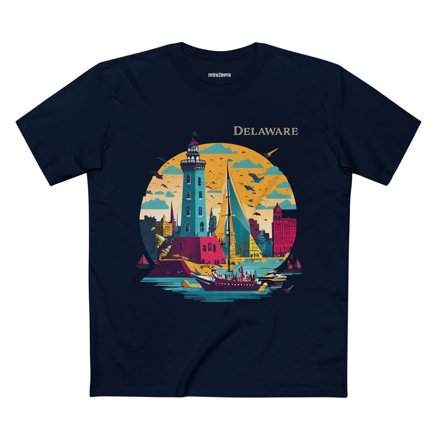 Delaware State Shirt Unisex Premium Cotton Tee With Original Art By Retro2Nova Collection