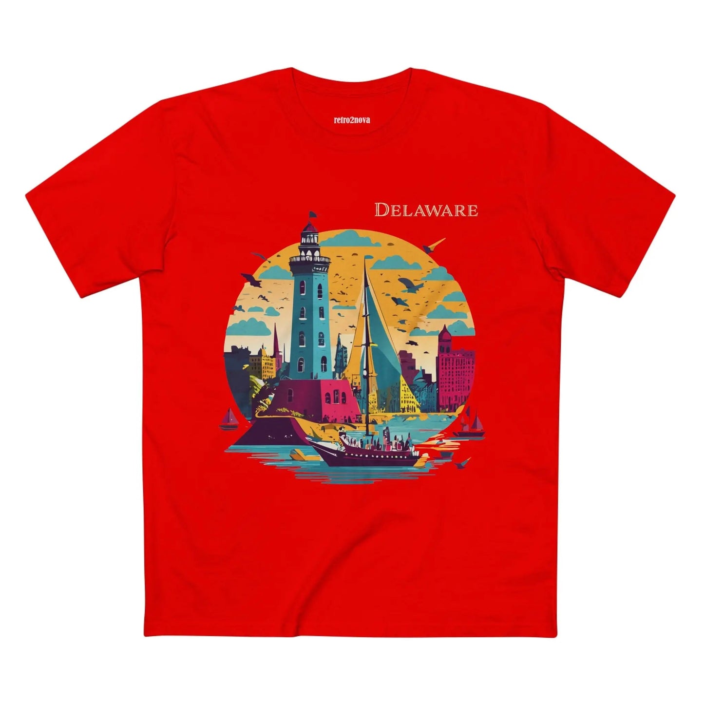 Delaware State Shirt Unisex Premium Cotton Tee With Original Art By Retro2Nova Collection