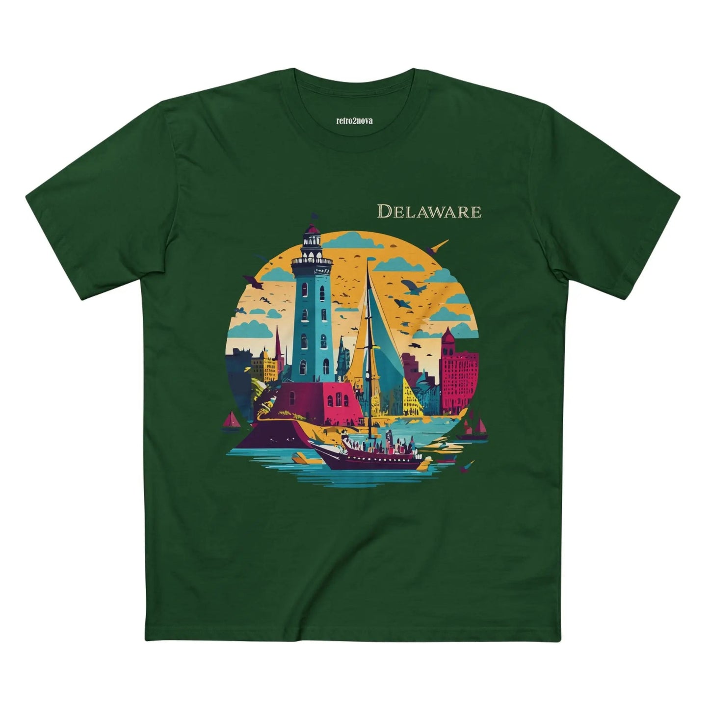 Delaware State Shirt Unisex Premium Cotton Tee With Original Art By Retro2Nova Collection