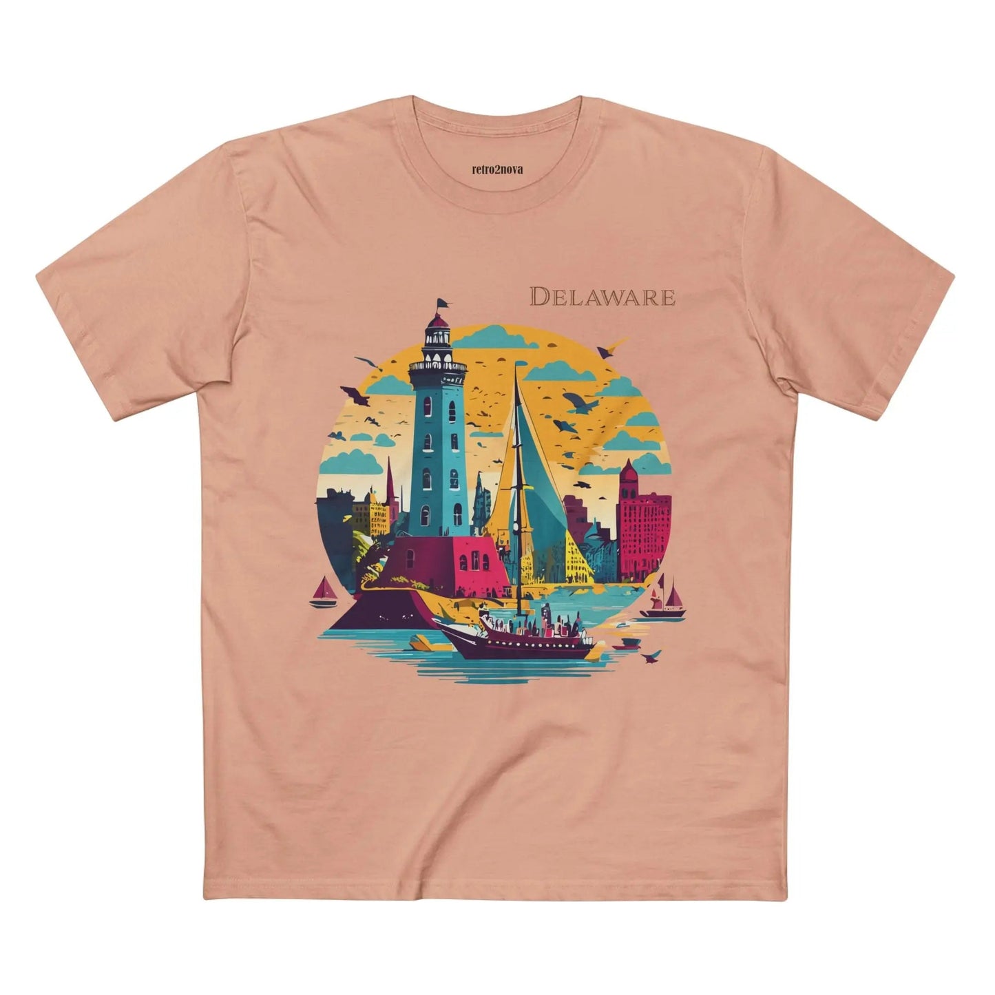 Delaware State Shirt Unisex Premium Cotton Tee With Original Art By Retro2Nova Collection