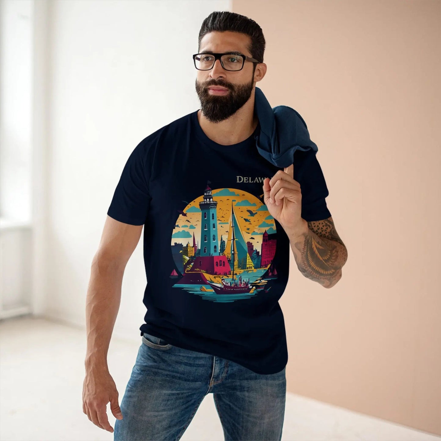 Delaware State Shirt Unisex Premium Cotton Tee With Original Art By Retro2Nova Collection