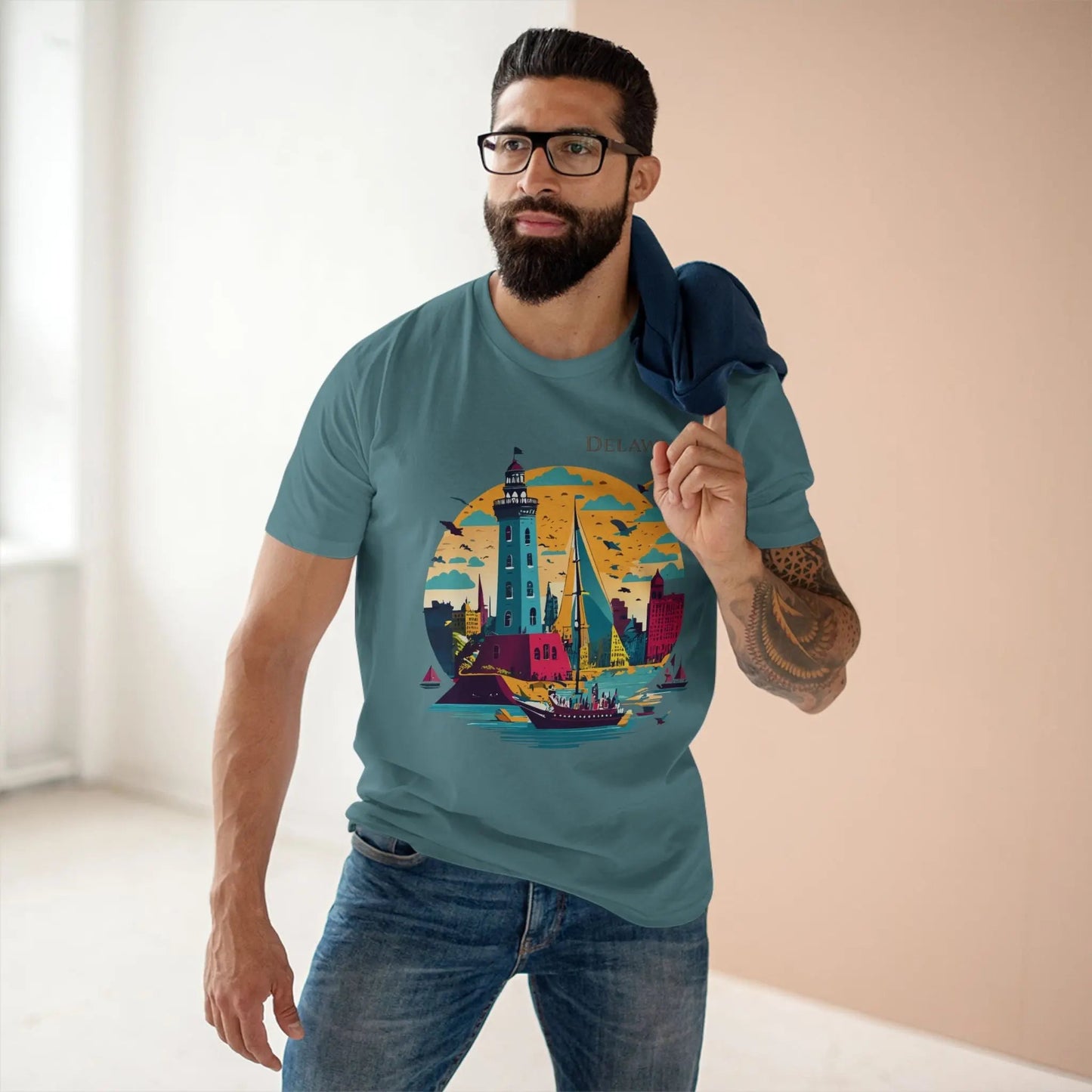 Delaware State Shirt Unisex Premium Cotton Tee With Original Art By Retro2Nova Collection