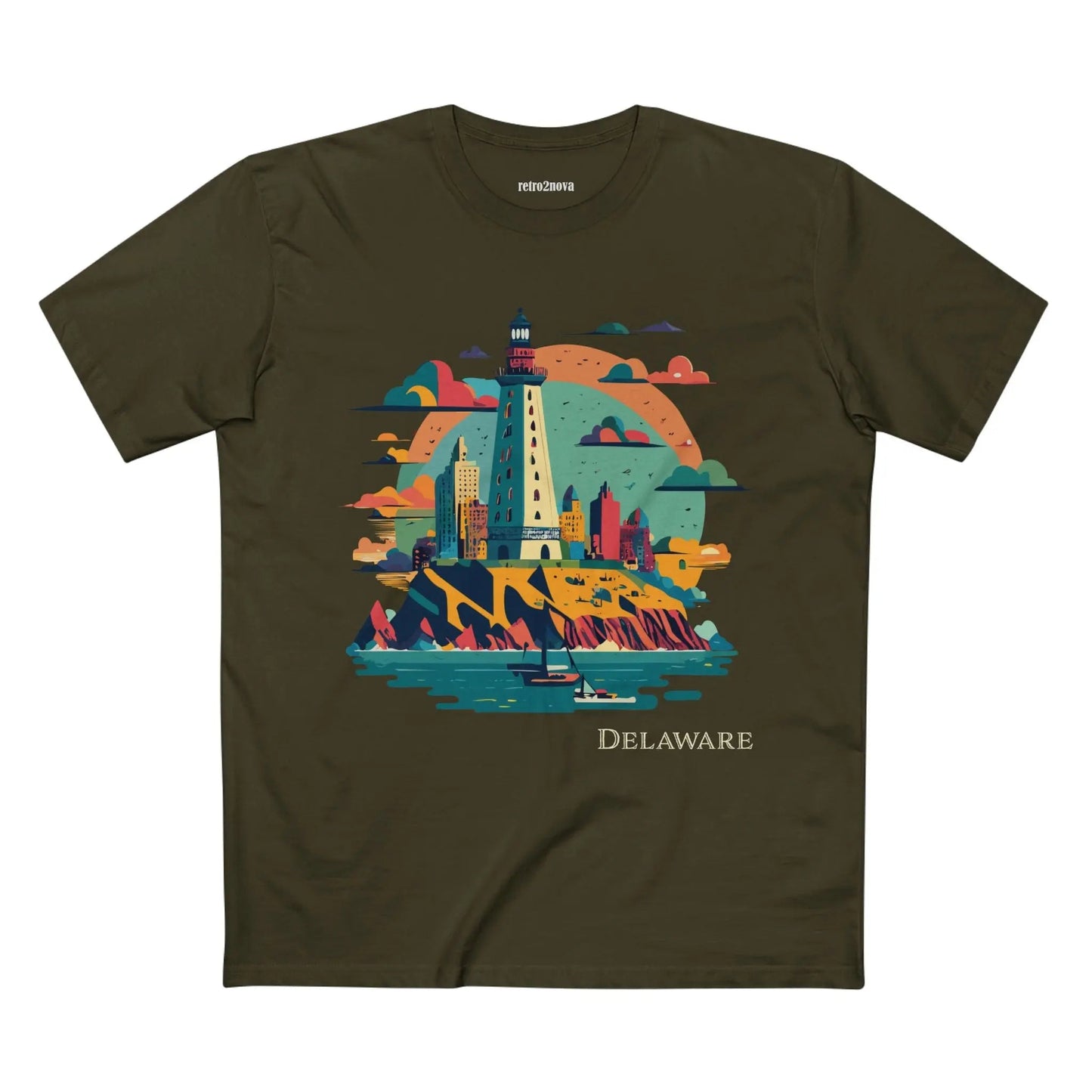 Delaware State Shirt Unisex Premium Cotton Tee With Original Art Design By Retro2Nova
