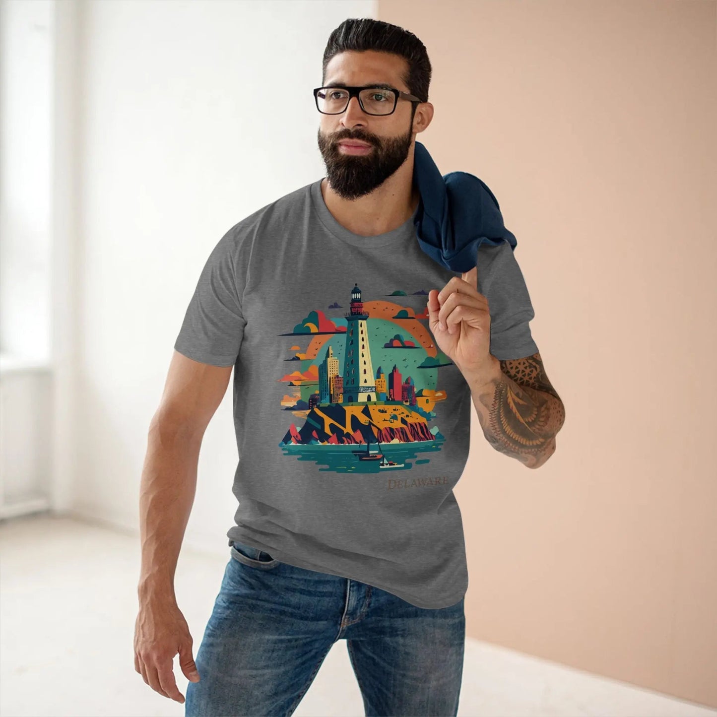 Delaware State Shirt Unisex Premium Cotton Tee With Original Art Design By Retro2Nova