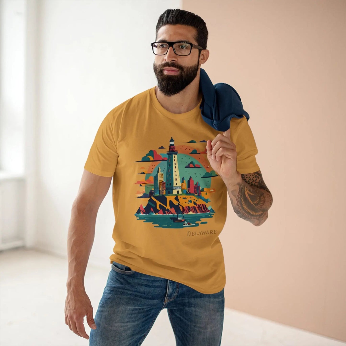 Delaware State Shirt Unisex Premium Cotton Tee With Original Art Design By Retro2Nova