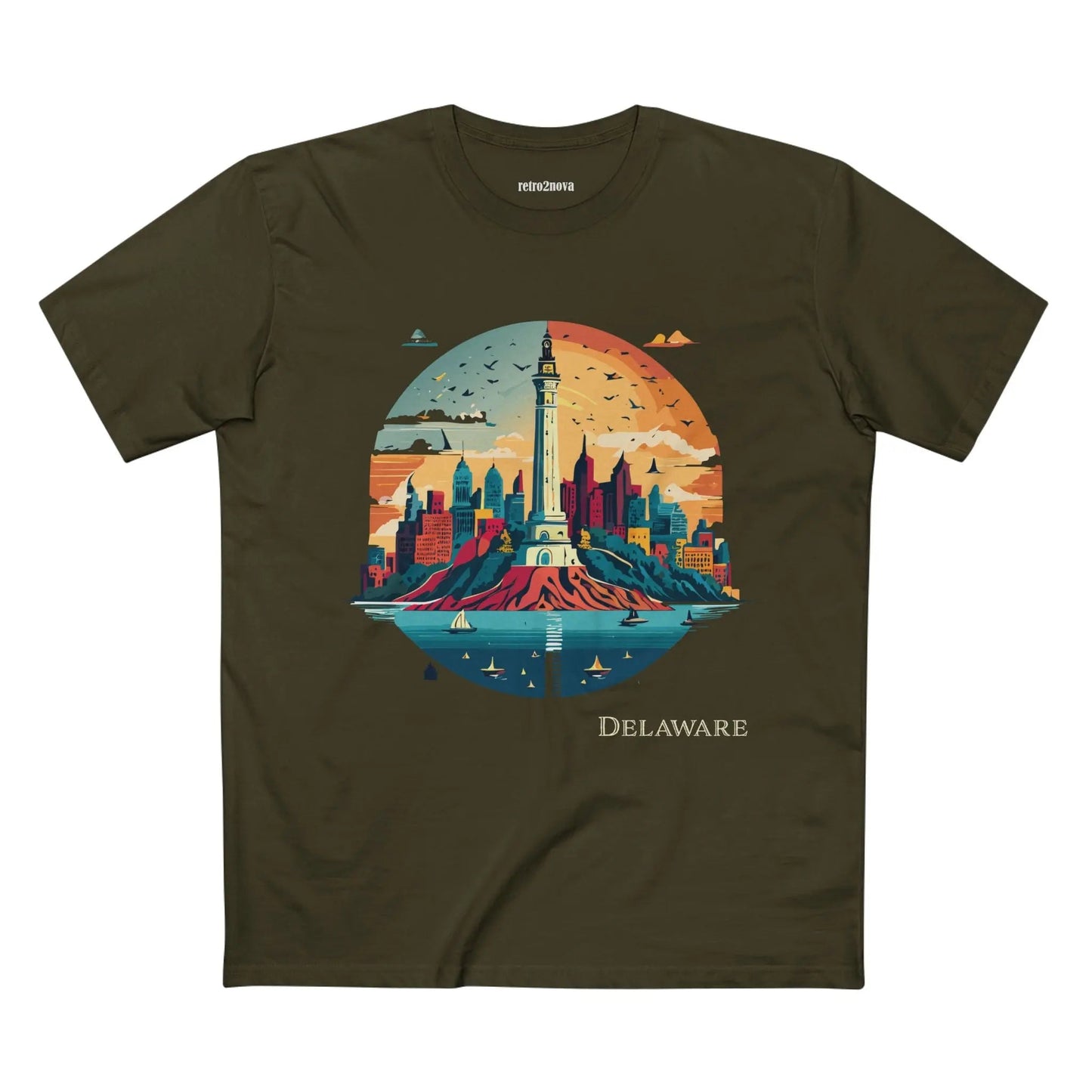 Delaware State Shirt Unisex Premium Cotton Tee With Original Art Design By Retro2Nova