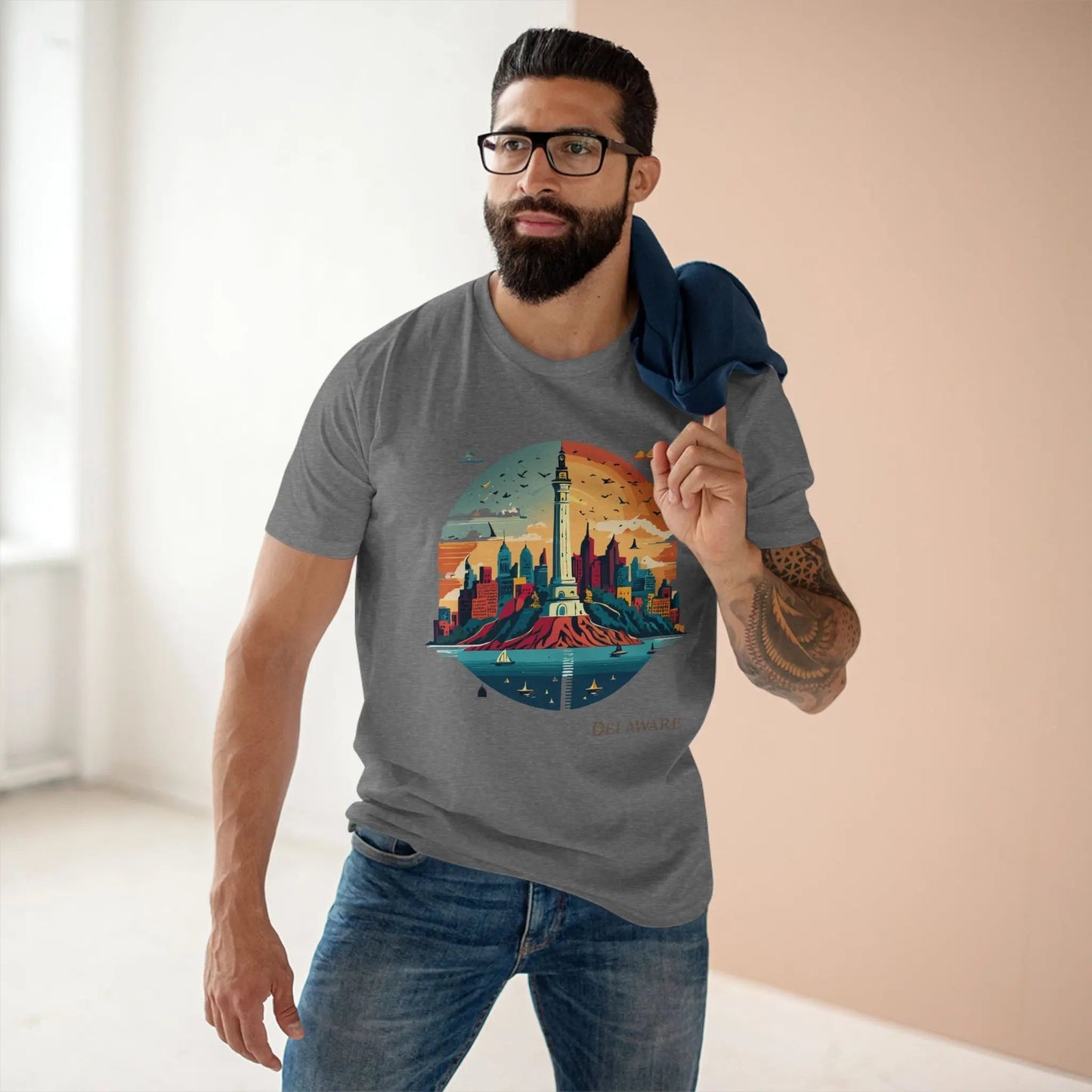 Delaware State Shirt Unisex Premium Cotton Tee With Original Art Design By Retro2Nova