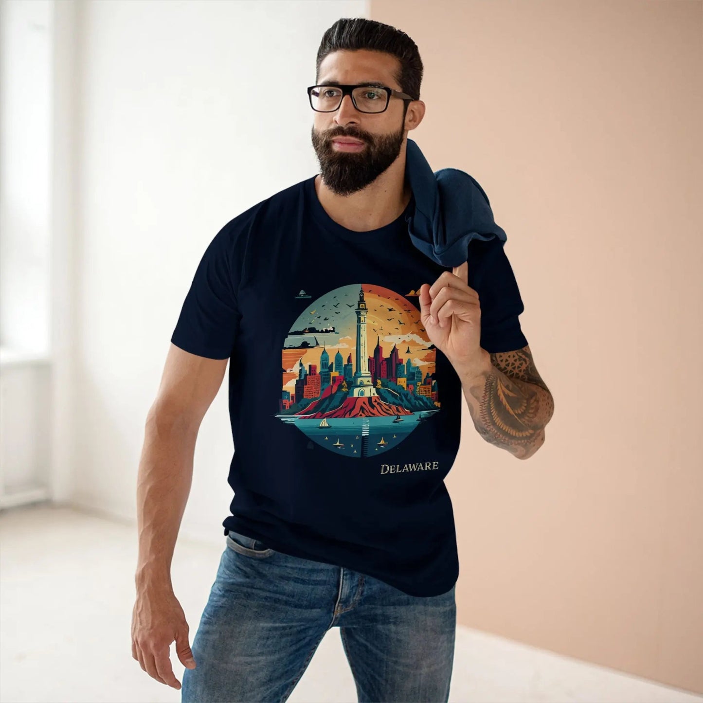 Delaware State Shirt Unisex Premium Cotton Tee With Original Art Design By Retro2Nova