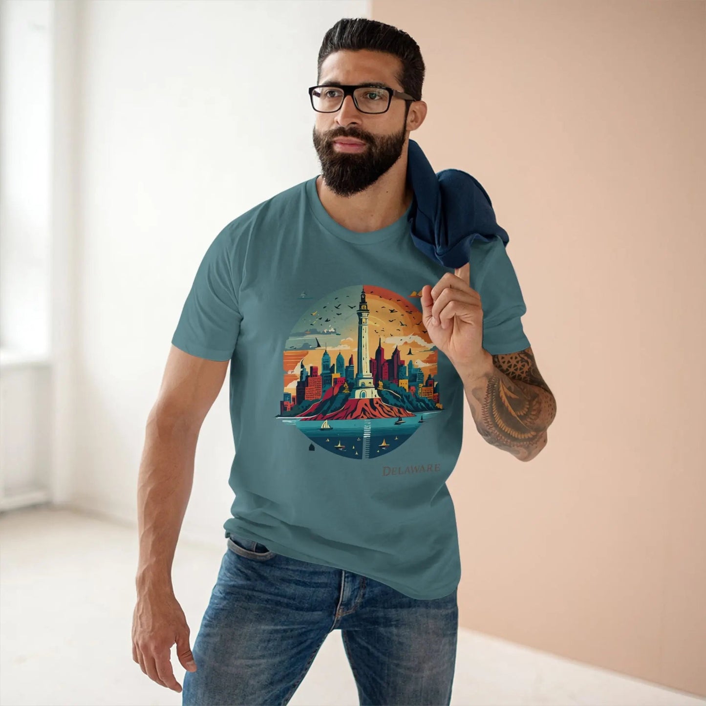 Delaware State Shirt Unisex Premium Cotton Tee With Original Art Design By Retro2Nova