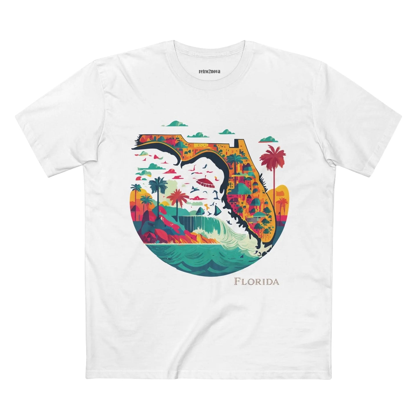 Florida State Shirt Unisex Premium Cotton Tee With Original Art Design Retro2Nova