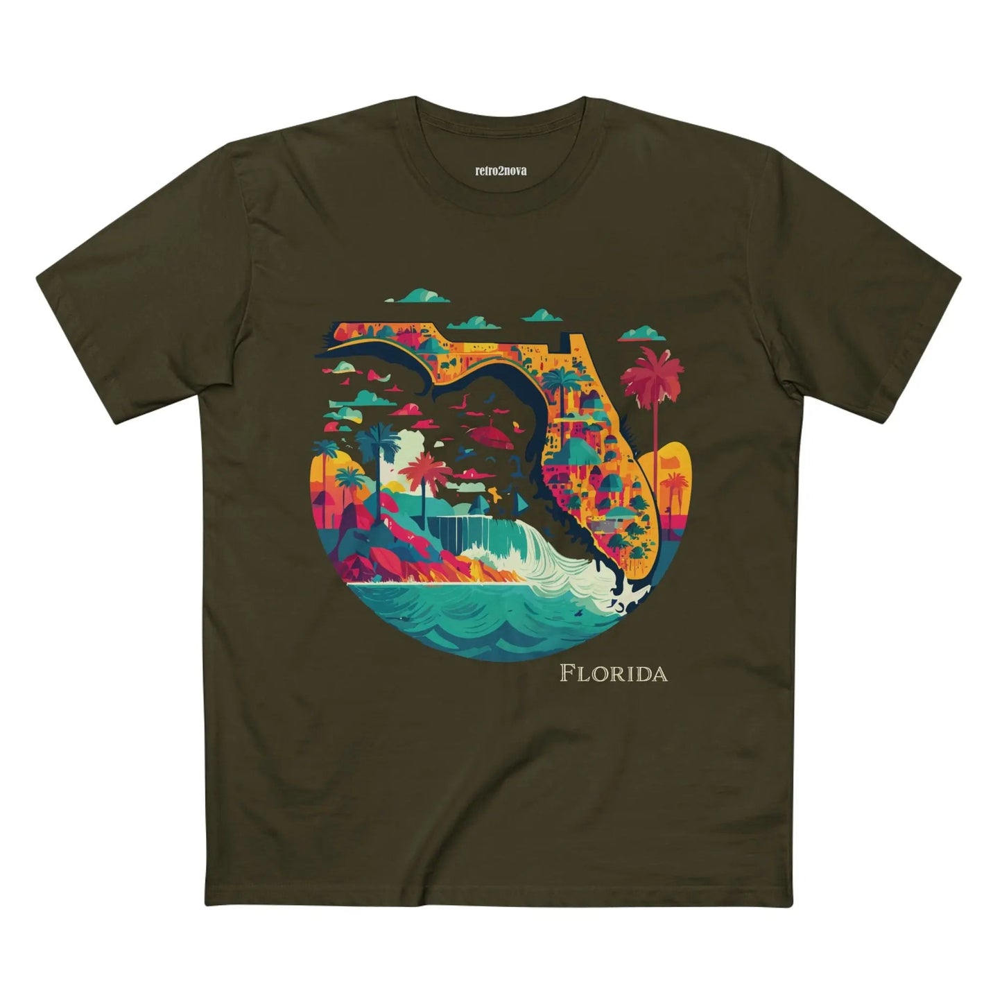 Florida State Shirt Unisex Premium Cotton Tee With Original Art Design Retro2Nova