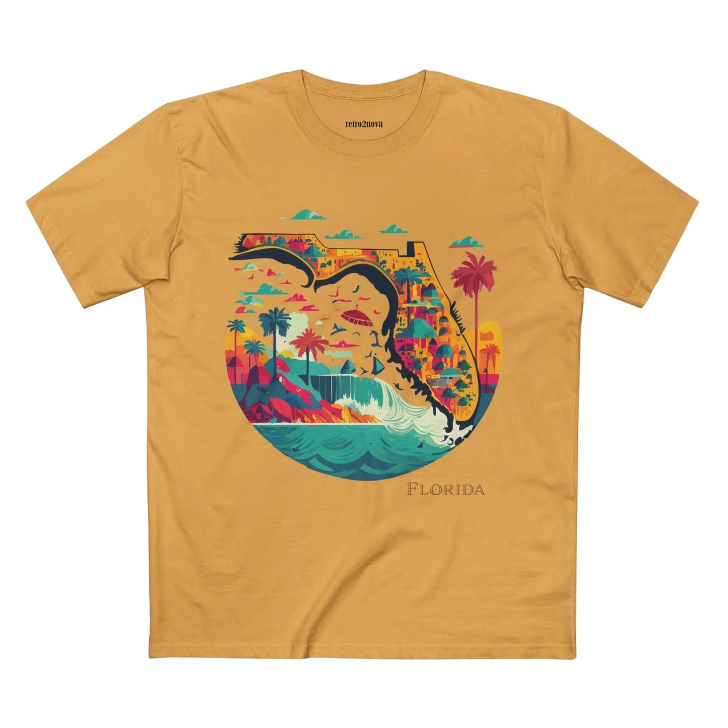 Florida State Shirt Unisex Premium Cotton Tee With Original Art Design Retro2Nova