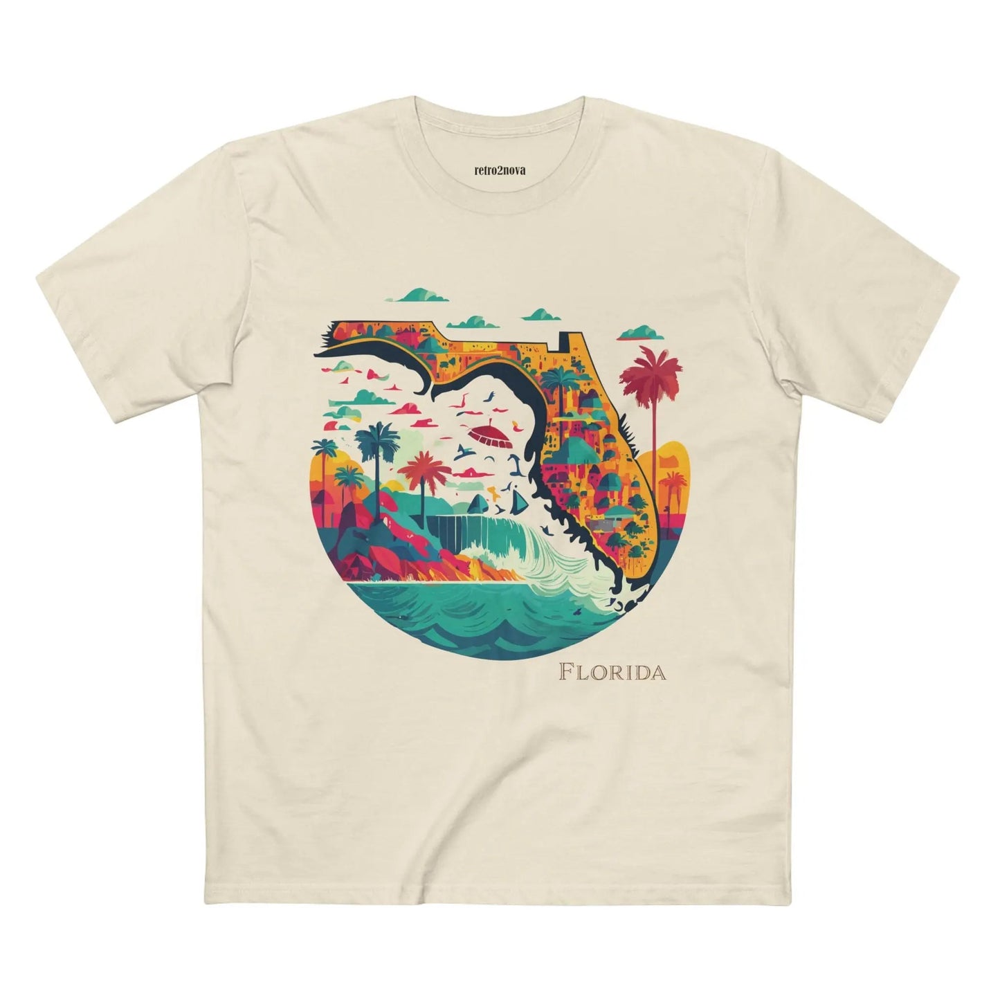 Florida State Shirt Unisex Premium Cotton Tee With Original Art Design Retro2Nova
