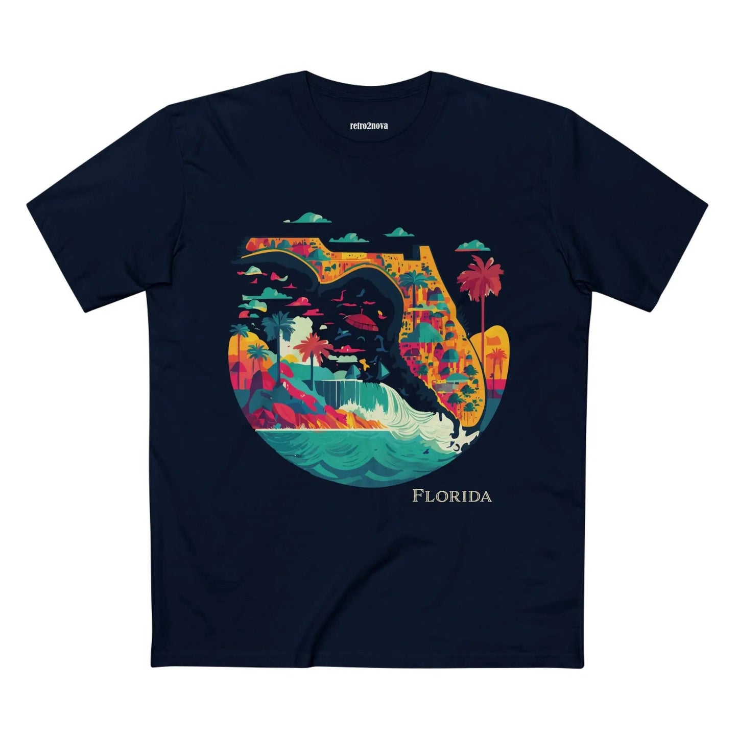 Florida State Shirt Unisex Premium Cotton Tee With Original Art Design Retro2Nova